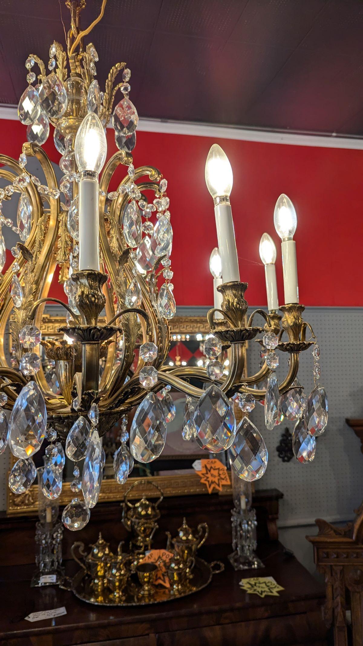 Antique Large Brass Chandelier For Sale 1