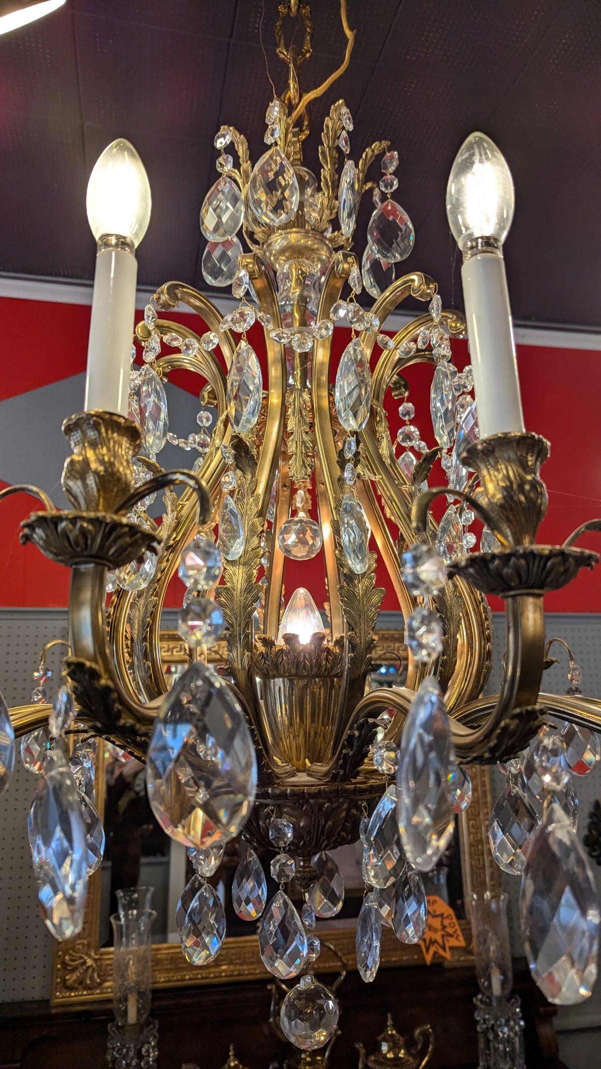 Antique Large Brass Chandelier For Sale 2
