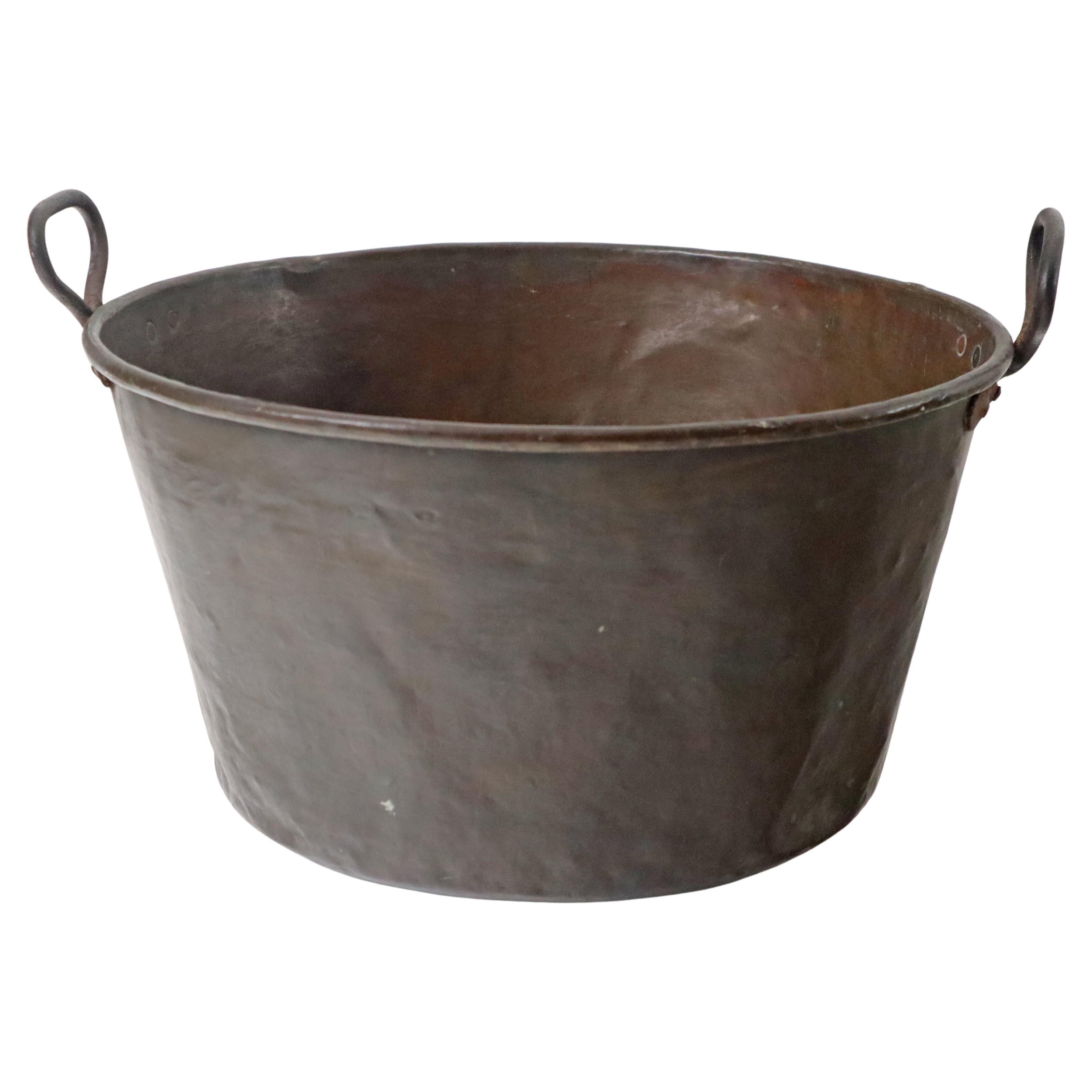 Antiker großer Kupfertopf aus Messing, England, 19. Jahrhundert im Angebot