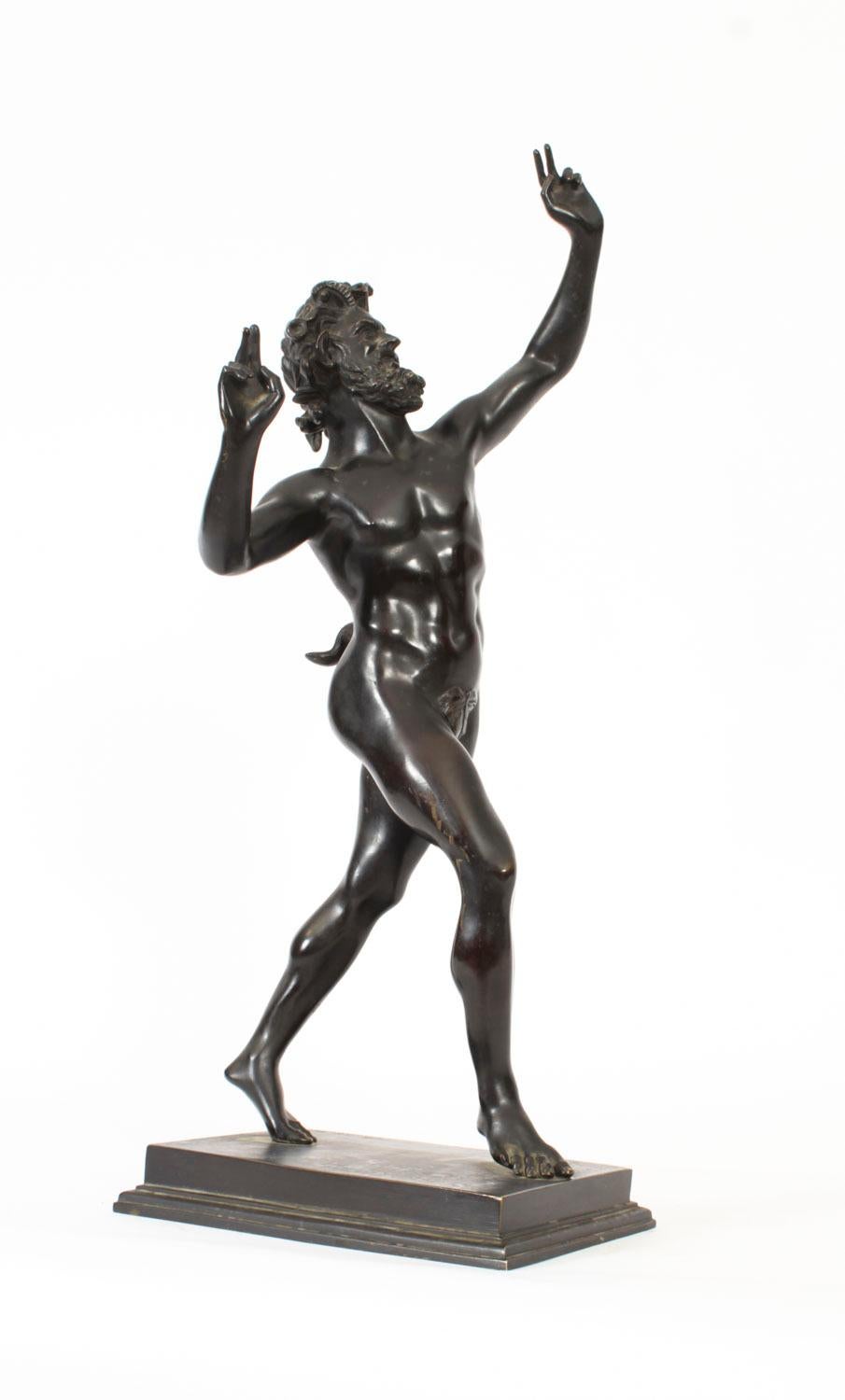 Antique Large Bronze of Pan Dancing Musee de Naple, 1870s For Sale 9
