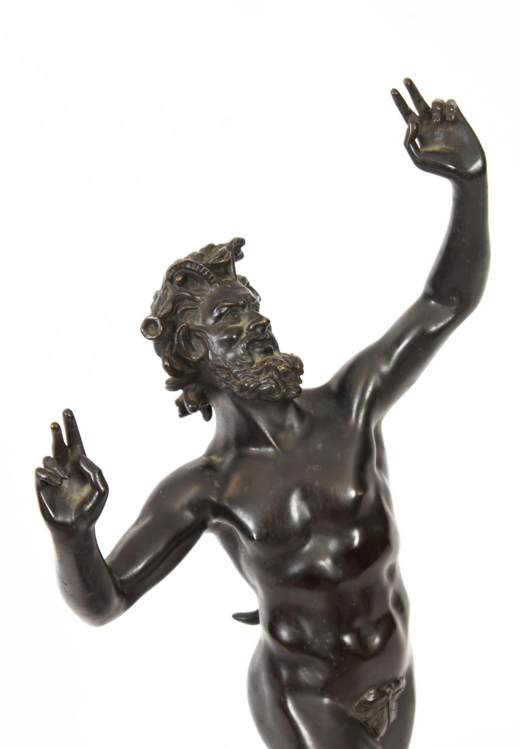 French Antique Large Bronze of Pan Dancing Musee de Naple, 1870s For Sale