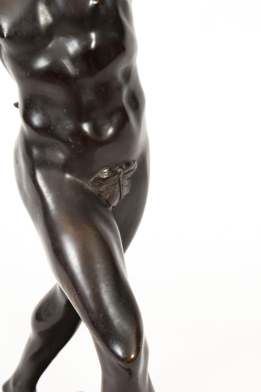 Late 19th Century Antique Large Bronze of Pan Dancing Musee de Naple, 1870s For Sale
