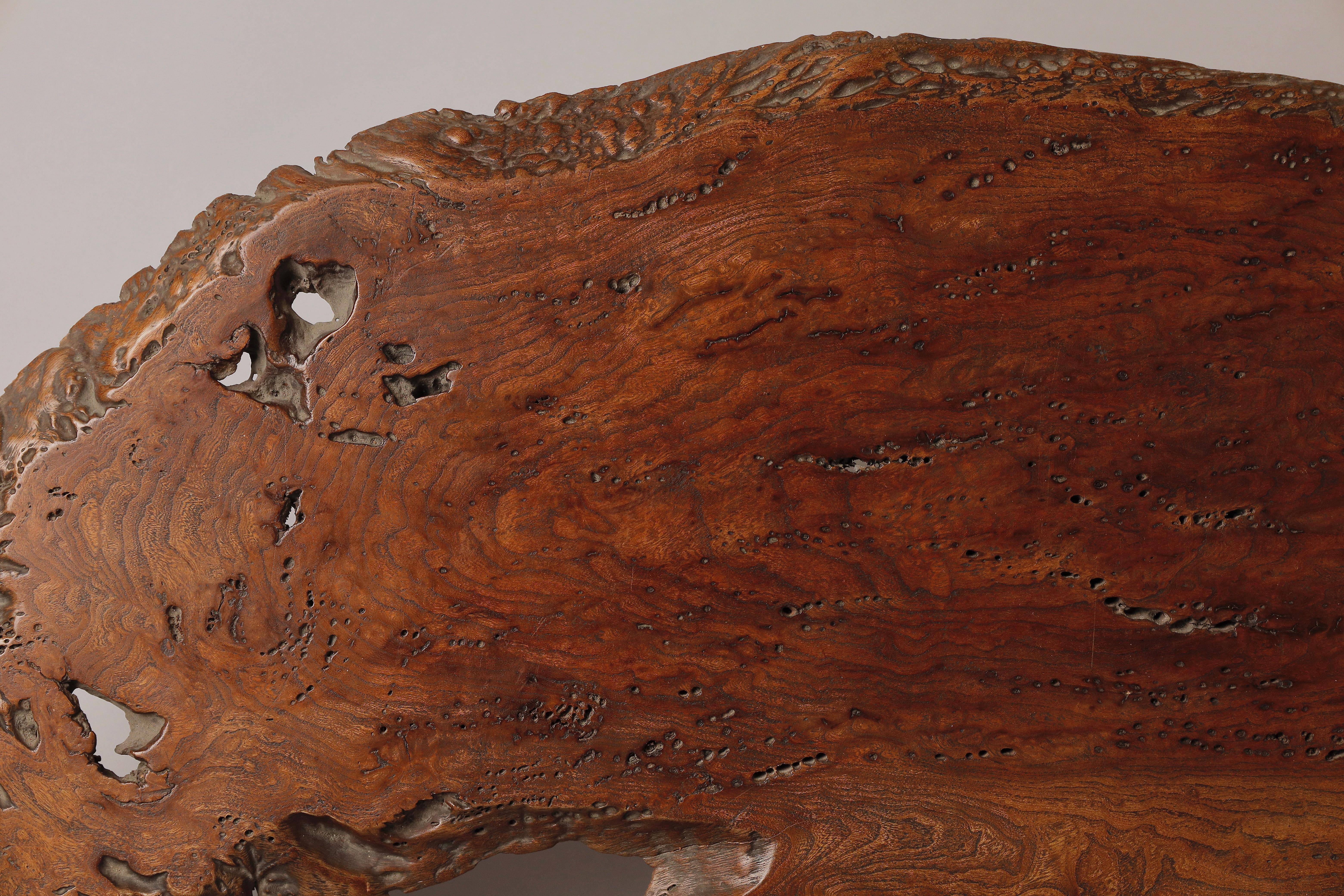 Japanese Antique Large Burl Wood Shikiita Stand with Beautiful Patina