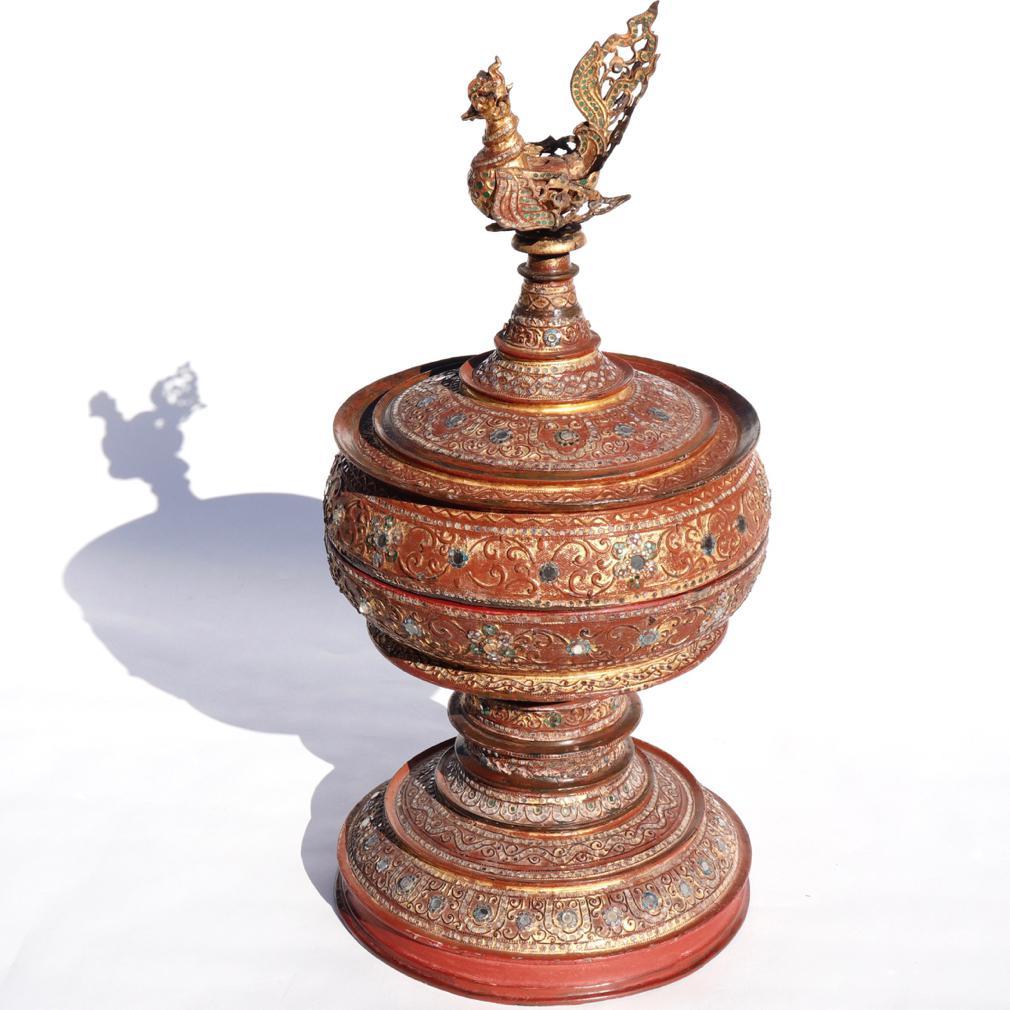 Wood Antique Large Burmese Hsun-ok For Sale