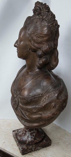 Antique Large Bust in Terracotta of Marie Antoinette