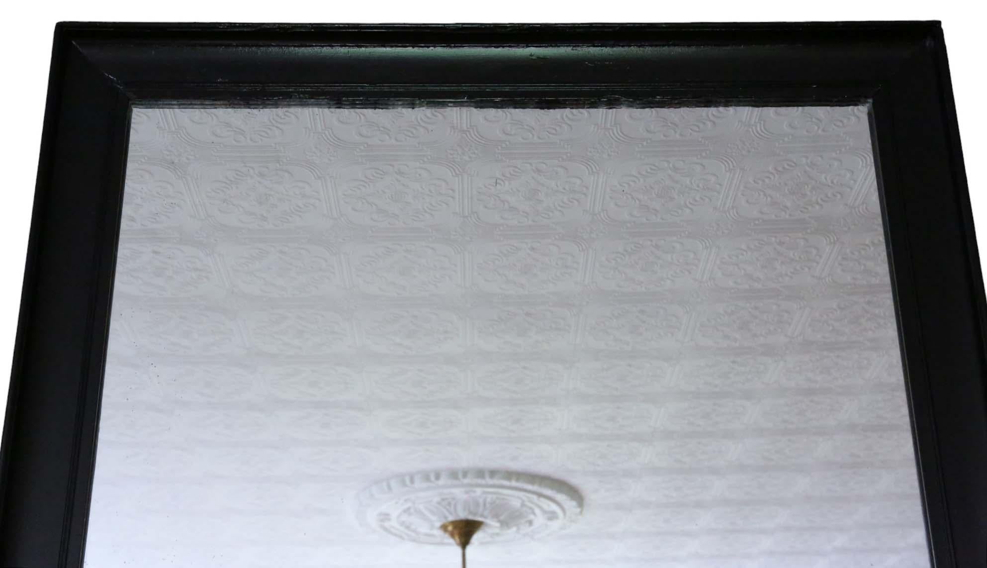 Antique Large C1900 Ebonised Overmantle Wall Mirror – Quality Simple Design In Good Condition For Sale In Wisbech, Cambridgeshire
