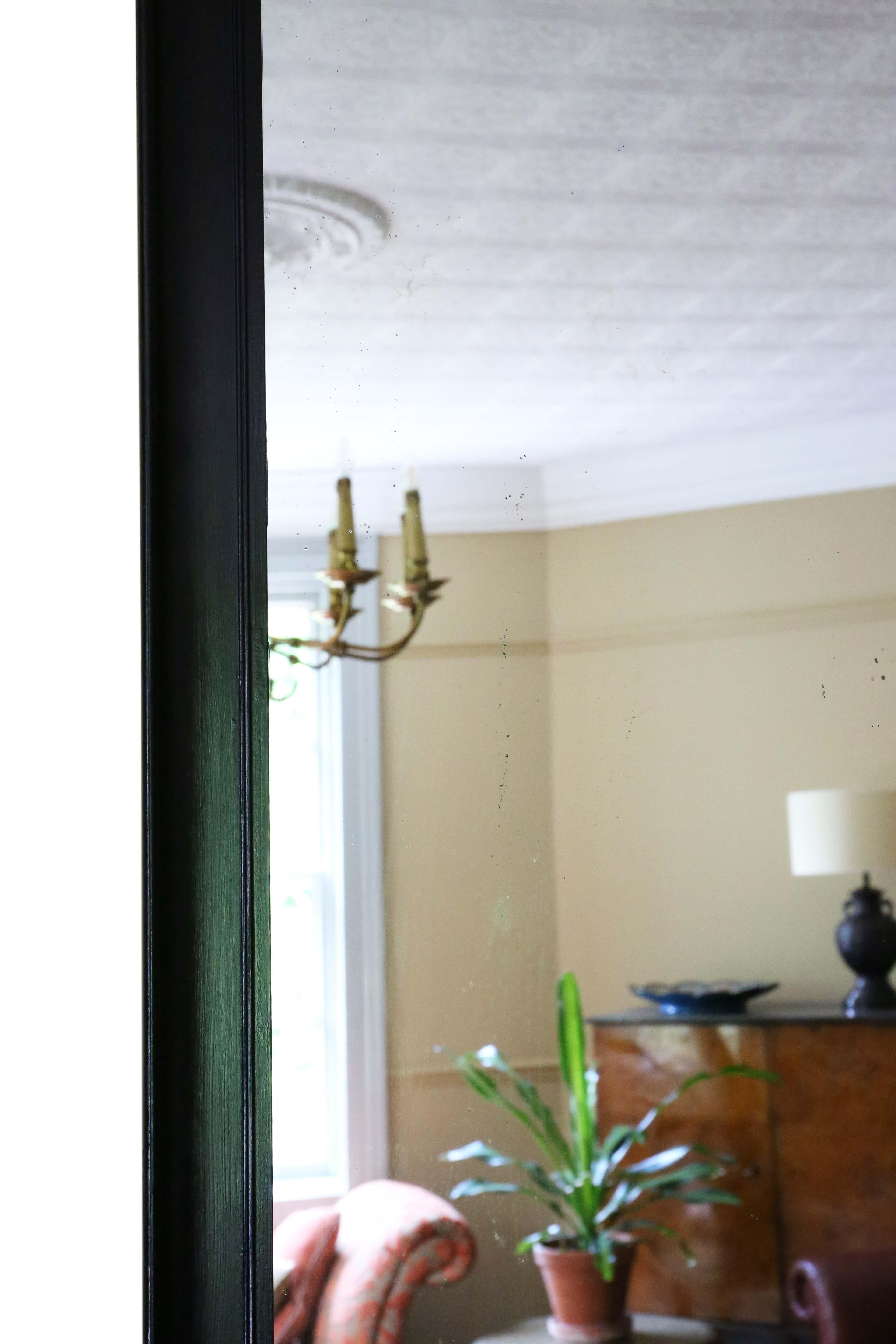 Glass Antique Large C1900 Ebonised Overmantle Wall Mirror – Quality Simple Design For Sale