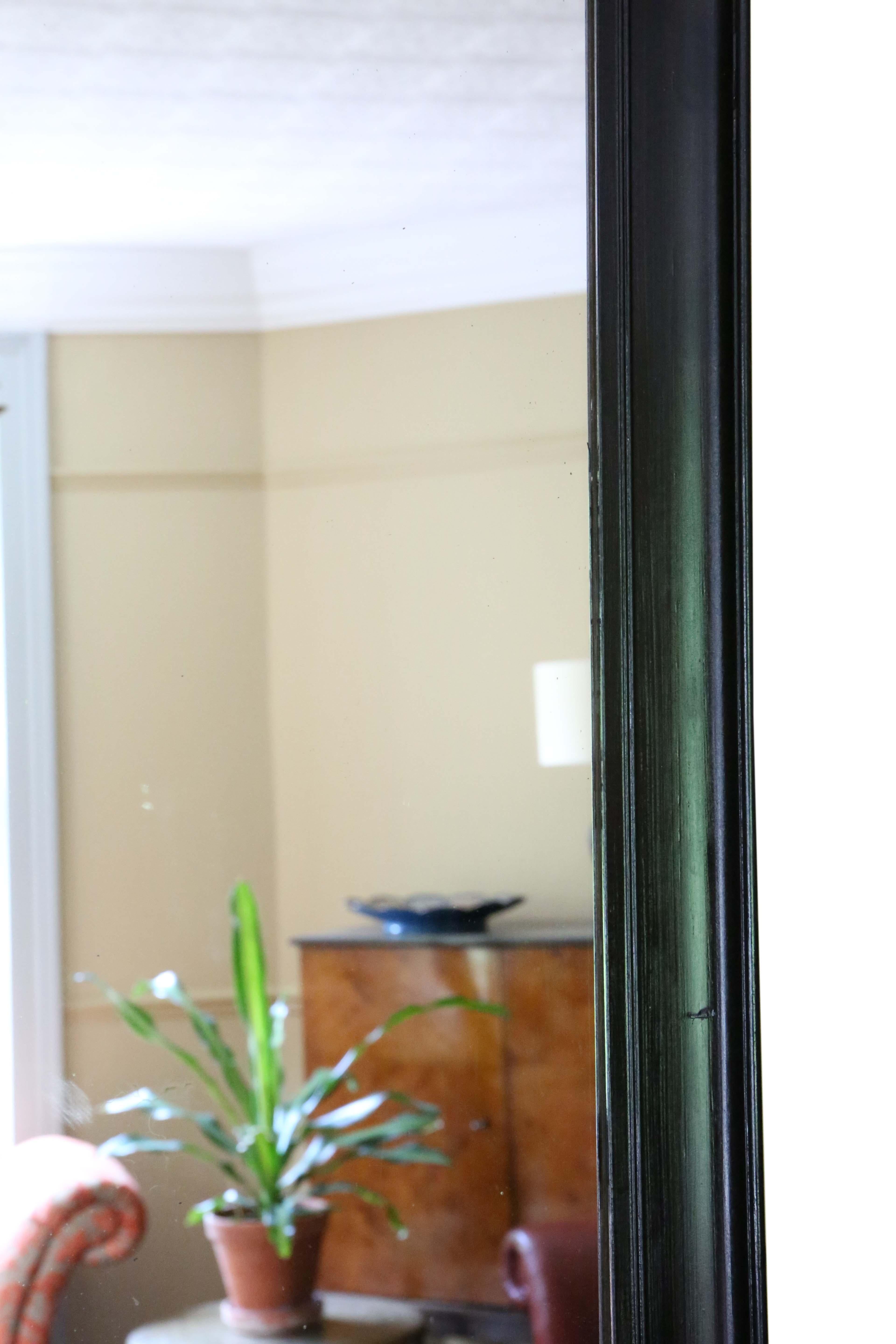 Antique Large C1900 Ebonised Overmantle Wall Mirror – Quality Simple Design For Sale 1