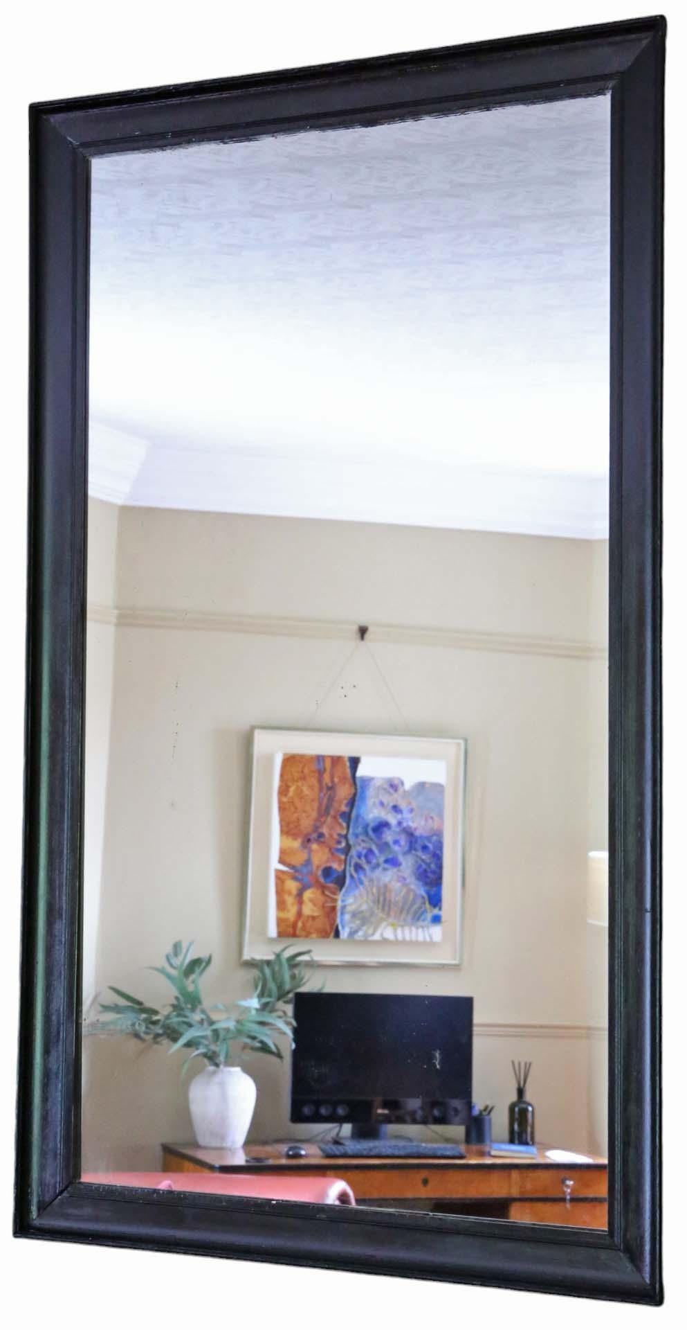 Antique Large C1900 Ebonised Overmantle Wall Mirror – Quality Simple Design For Sale 2