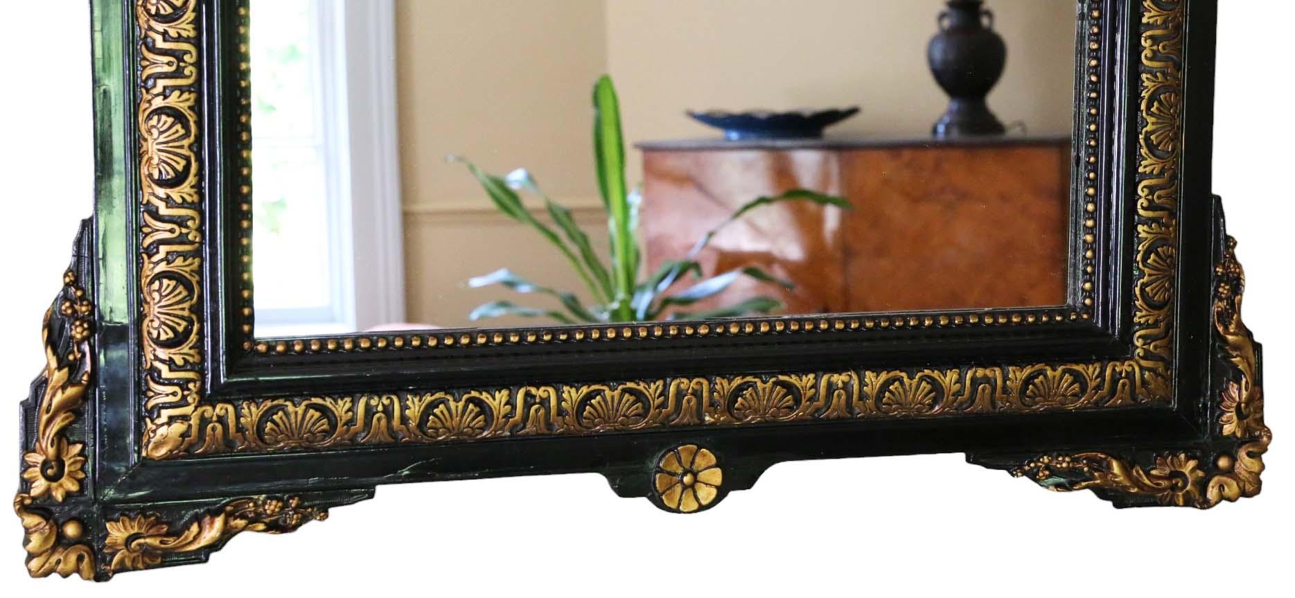 Début du 20ème siècle Antique Large C1900 Gilt and Ebonised Overmantle Wall Mirror - Quality en vente