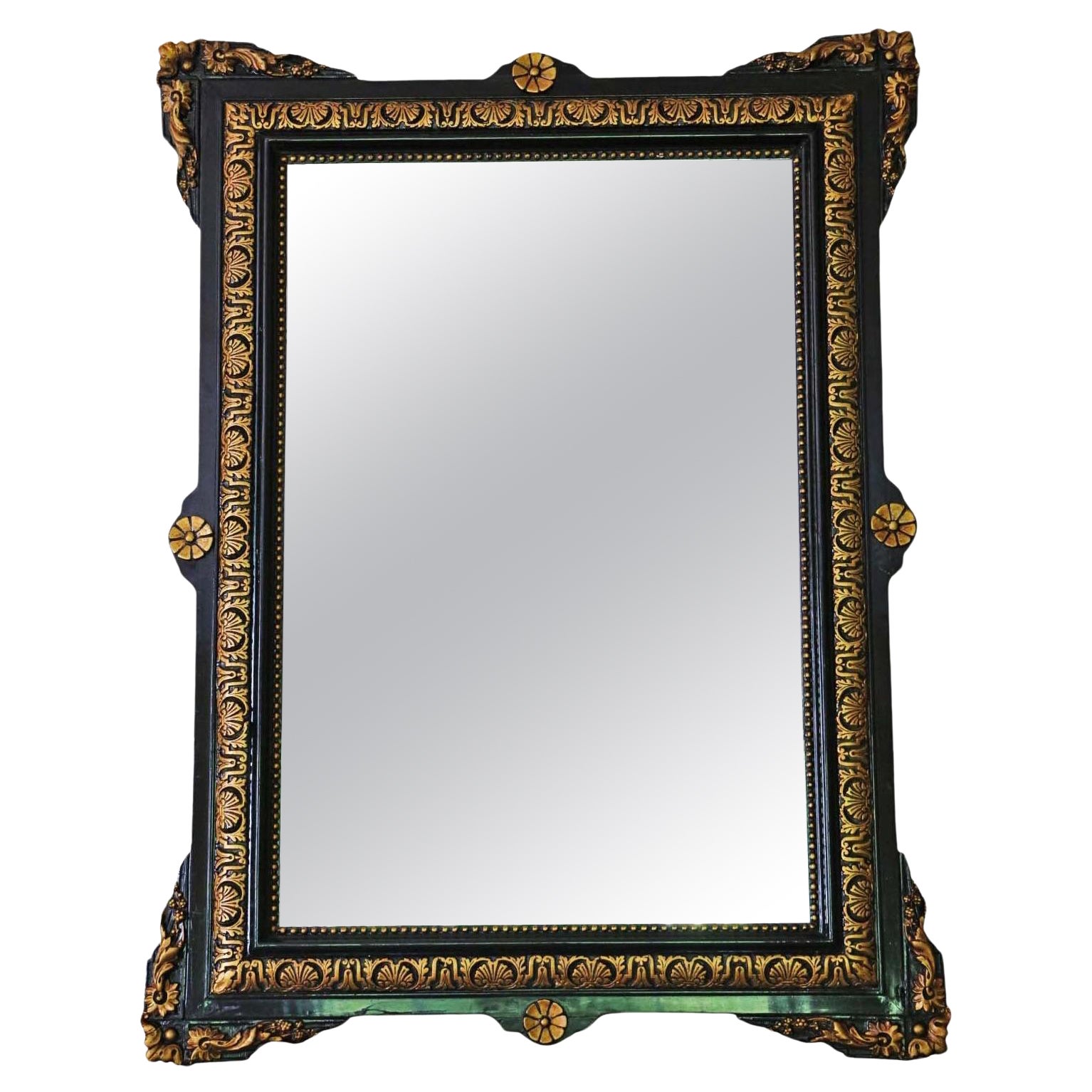 Antique Large C1900 Gilt and Ebonised Overmantle Wall Mirror – Quality