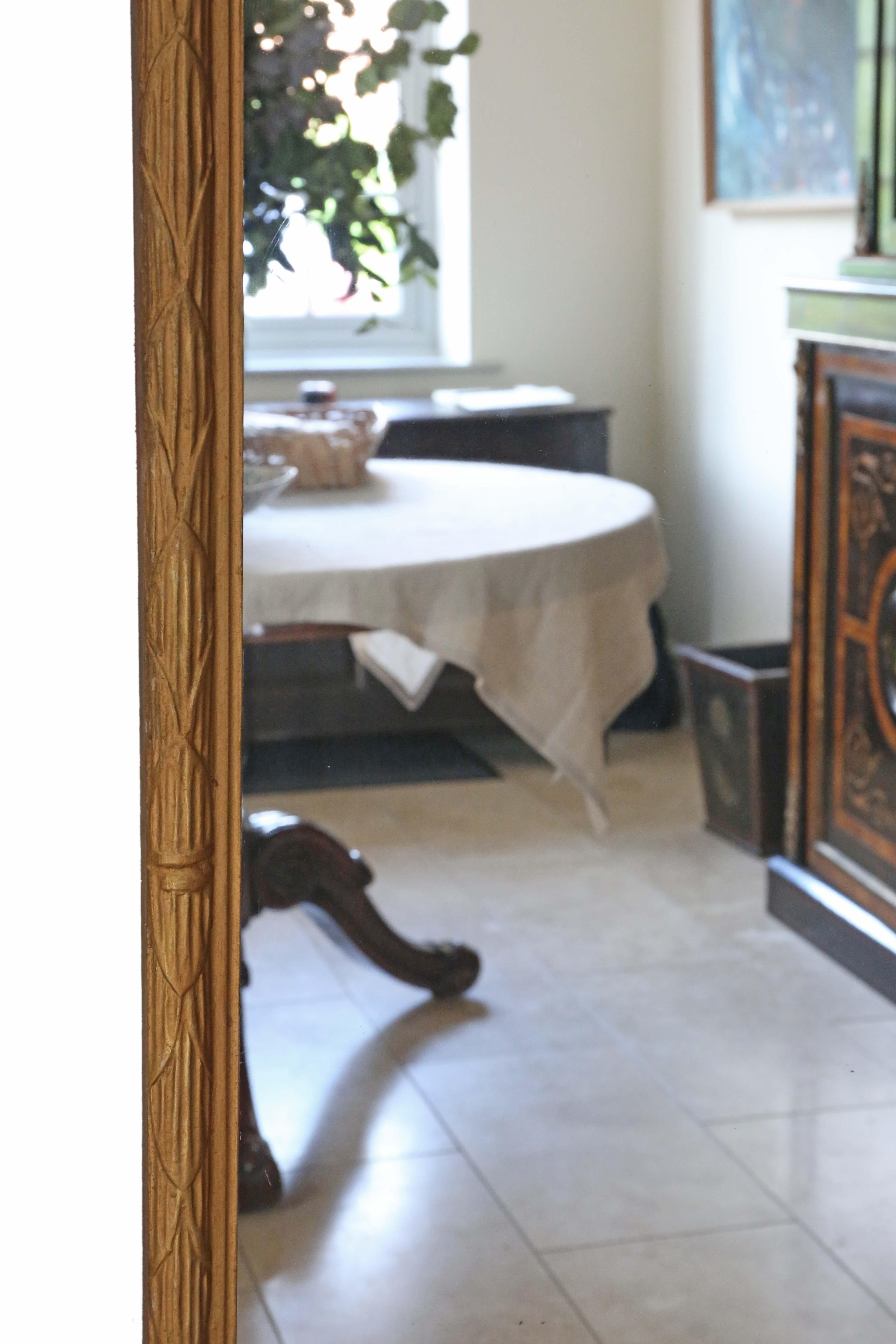 Début du 20ème siècle Antique Large C1900 Gilt full height Floor Wall Dressing Mirror Quality en vente