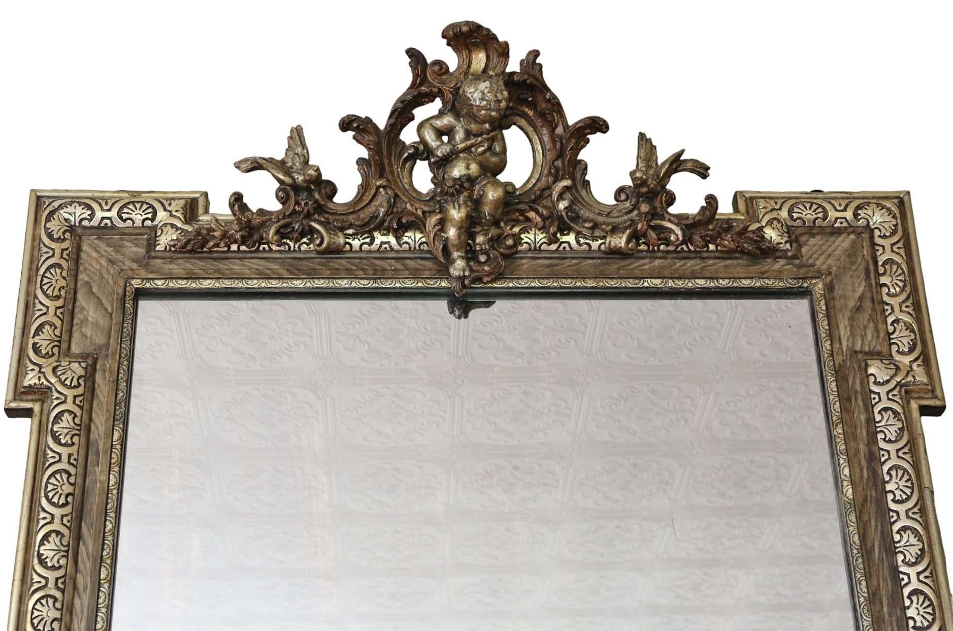 Antique Large C1900 Gilt Overmantle Wall Mirror High-Quality Ornate Design Bon état - En vente à Wisbech, Cambridgeshire
