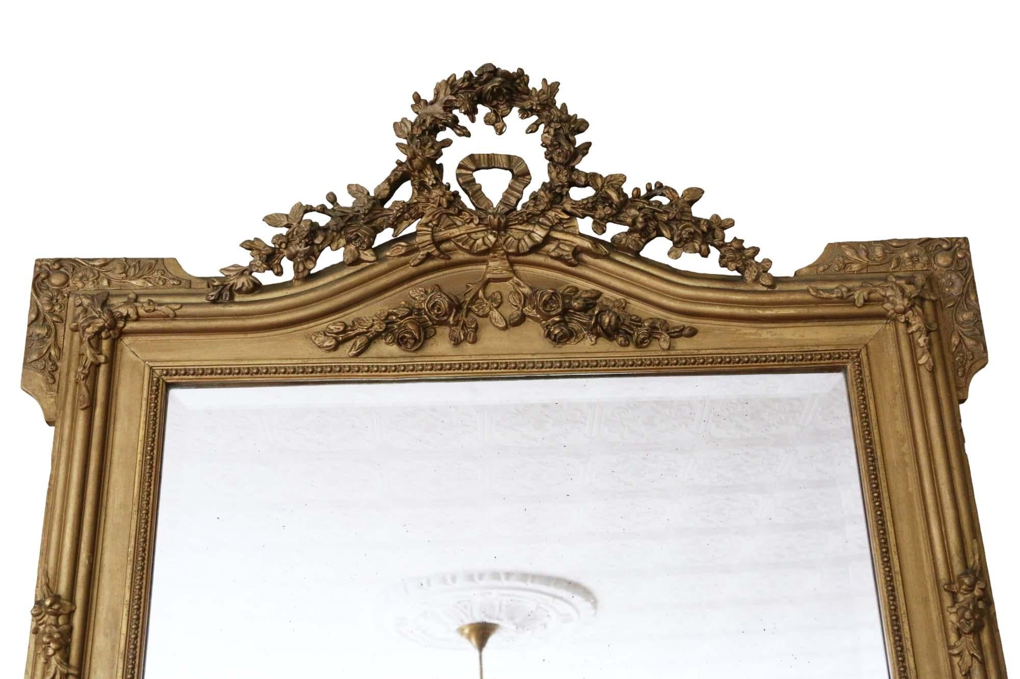 Antique Large C1900 Gilt Overmantle Wall Mirror High Quality Ornate Design In Good Condition For Sale In Wisbech, Cambridgeshire