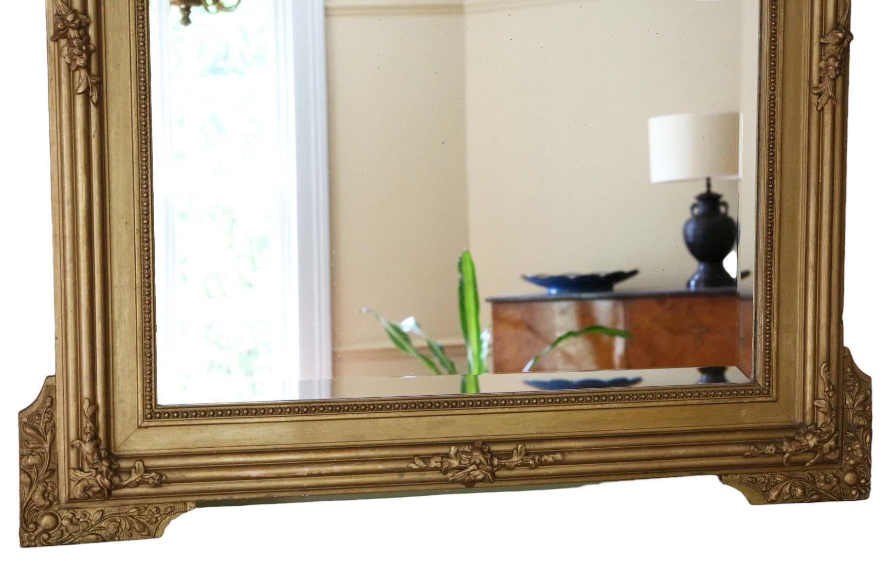 Early 20th Century Antique Large C1900 Gilt Overmantle Wall Mirror High Quality Ornate Design For Sale