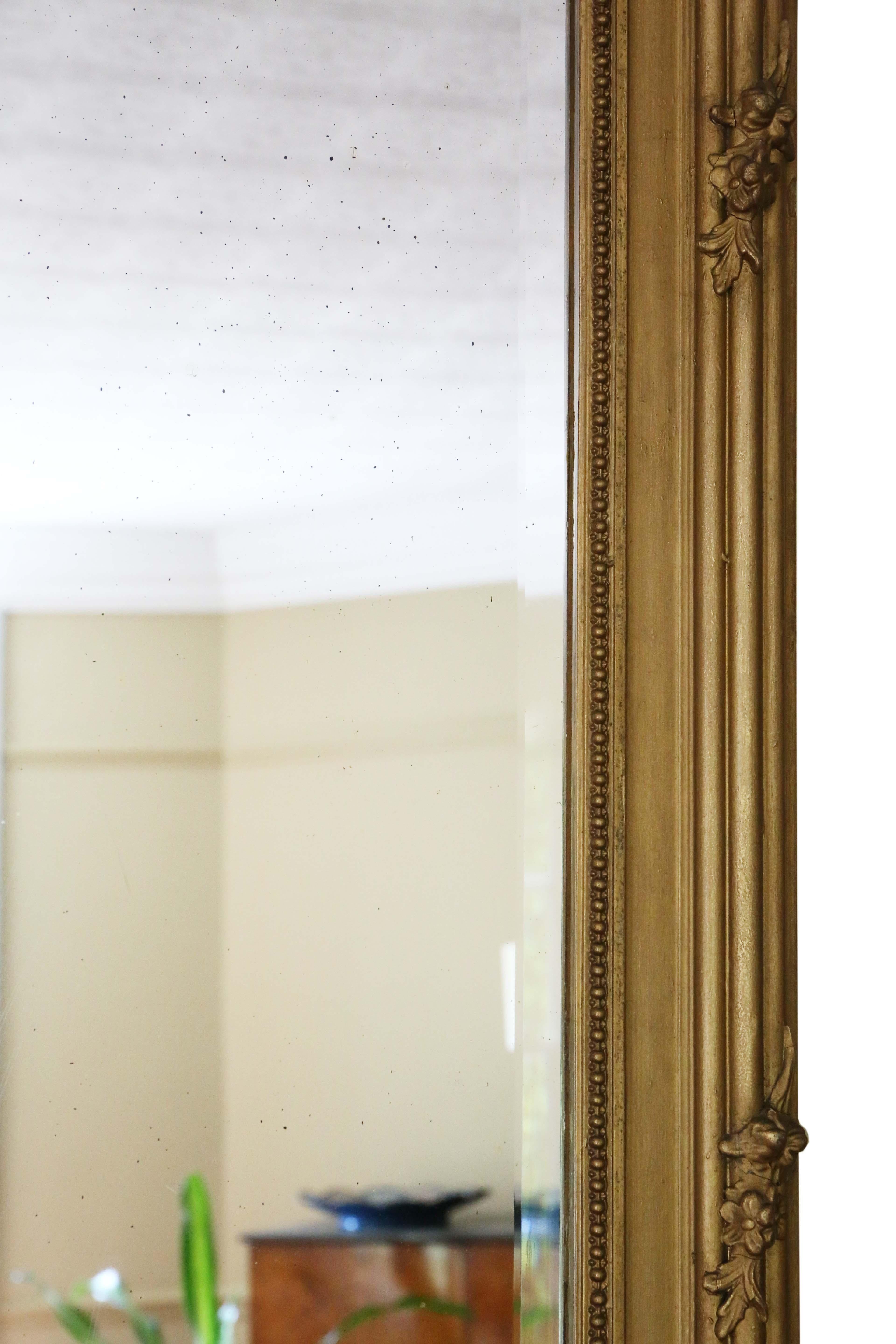 Antique Large C1900 Gilt Overmantle Wall Mirror High Quality Ornate Design For Sale 2