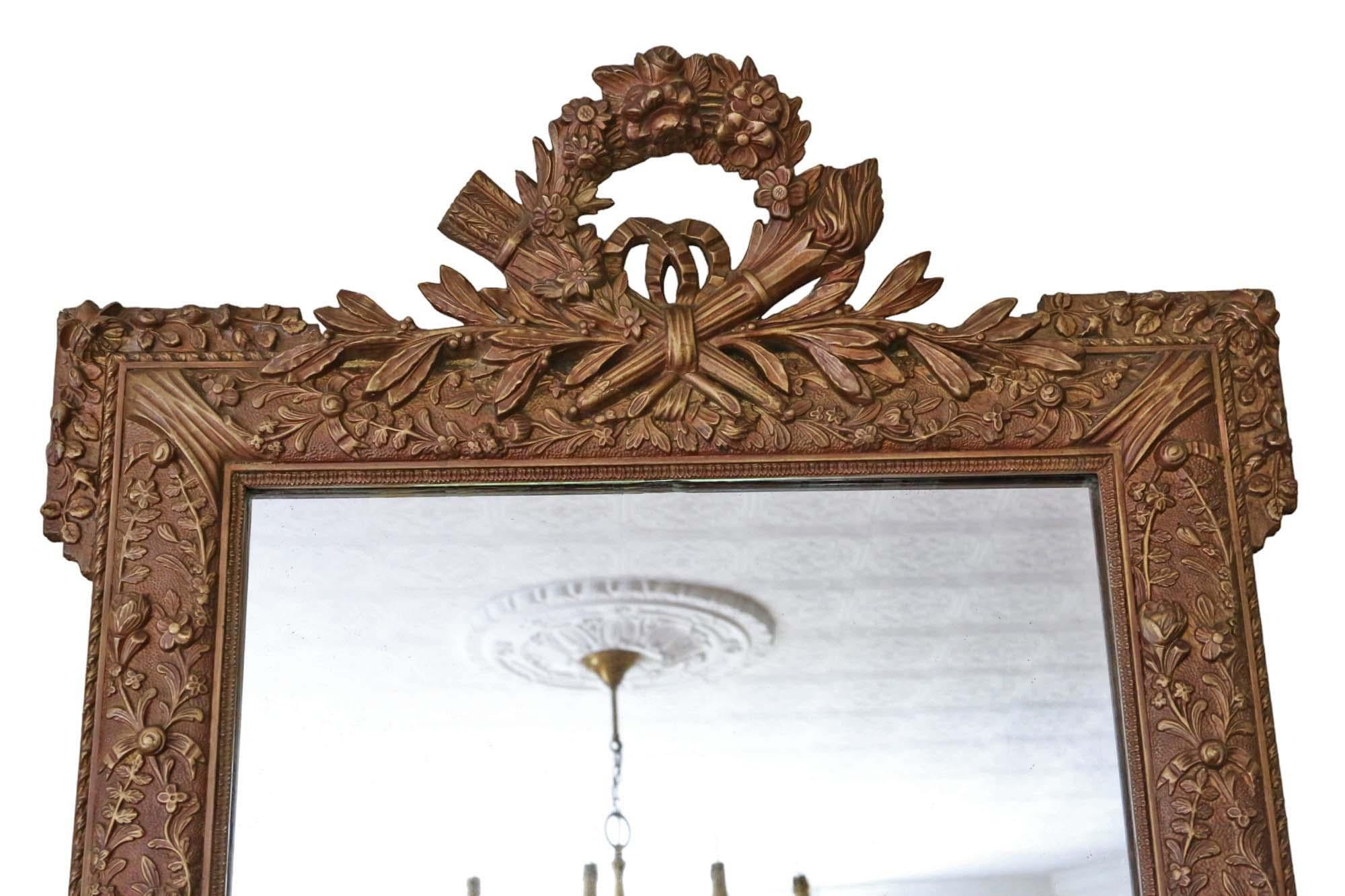 Antique Mirror grande del C1900 dorato e di qualità con design ornato In condizioni buone in vendita a Wisbech, Cambridgeshire