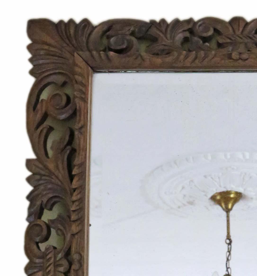 Antique Large C1900 Quality Florentine Carved Padauk Wall Mirror Overmantle In Good Condition For Sale In Wisbech, Cambridgeshire