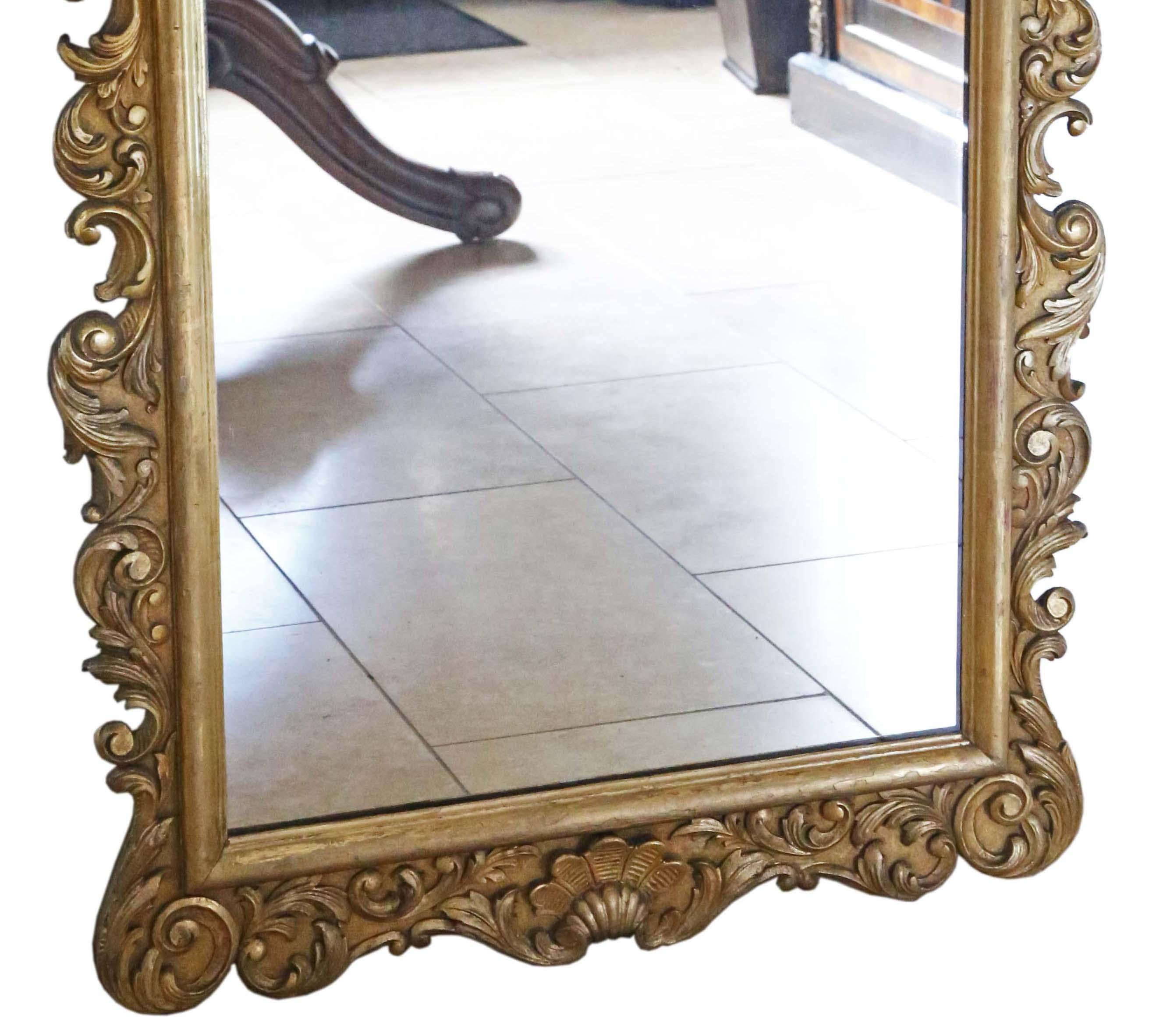 Grand miroir mural ancien en bois doré C1915, pièce de haute qualité Bon état - En vente à Wisbech, Cambridgeshire
