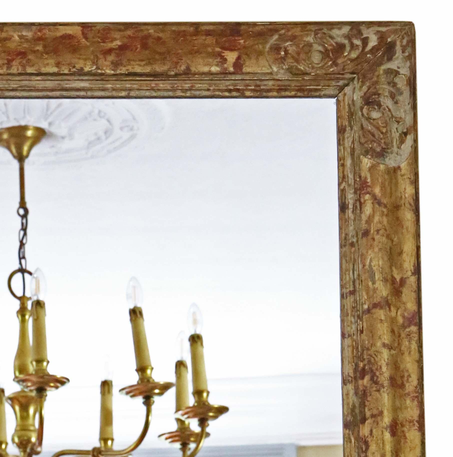 20th Century Antique large C1920 quality gilt overmantle wall mirror For Sale