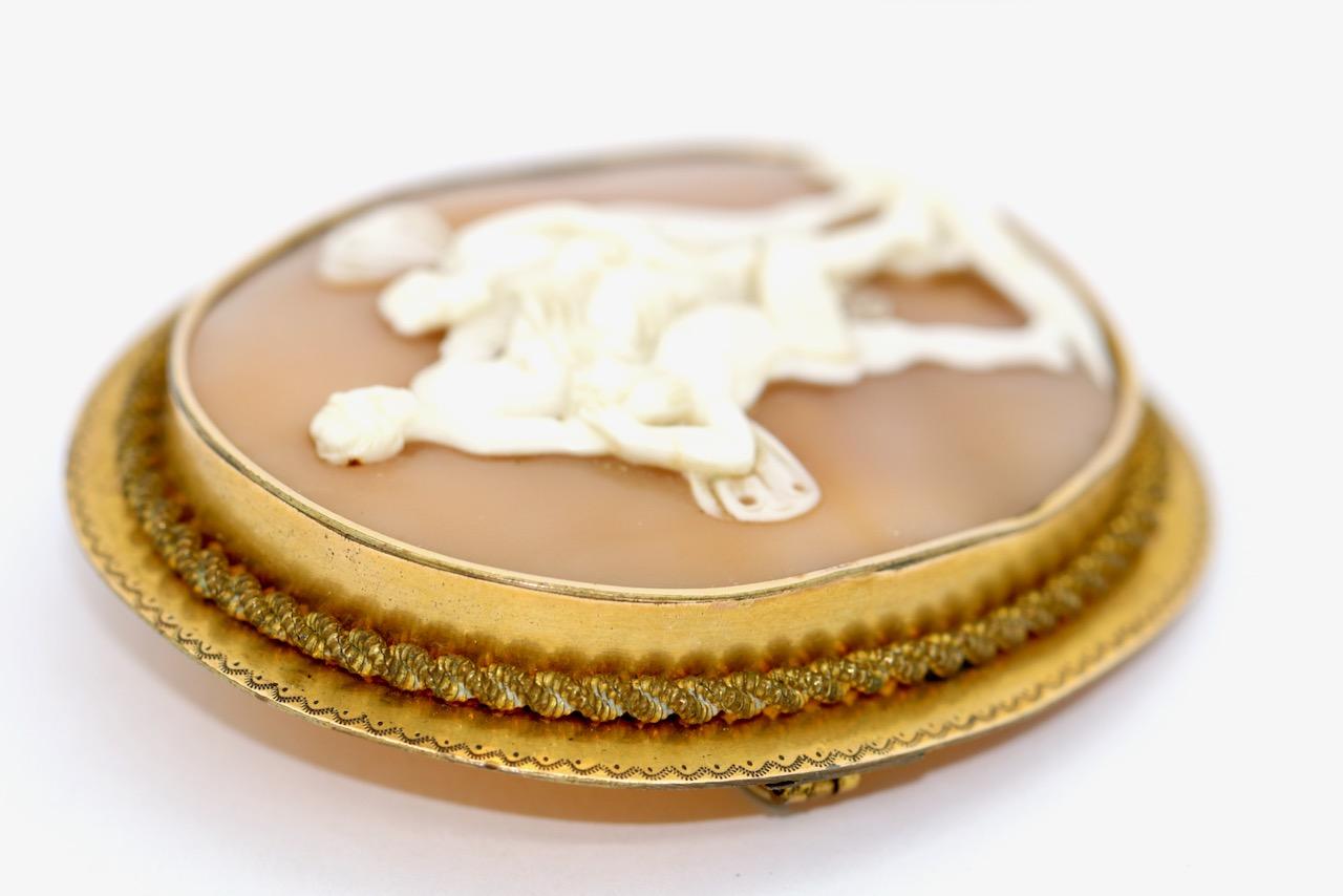 Baroque Revival Antique, Large Cameo Brooch For Sale