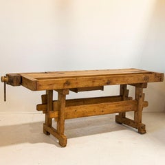 Antique Large Carpenter's Workbench with Drawer