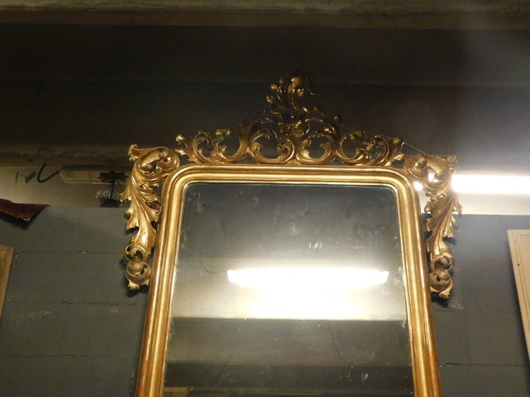 Gilt Antique Large Carved and Gilded Wooden Mirror, Late 18th Century, France For Sale