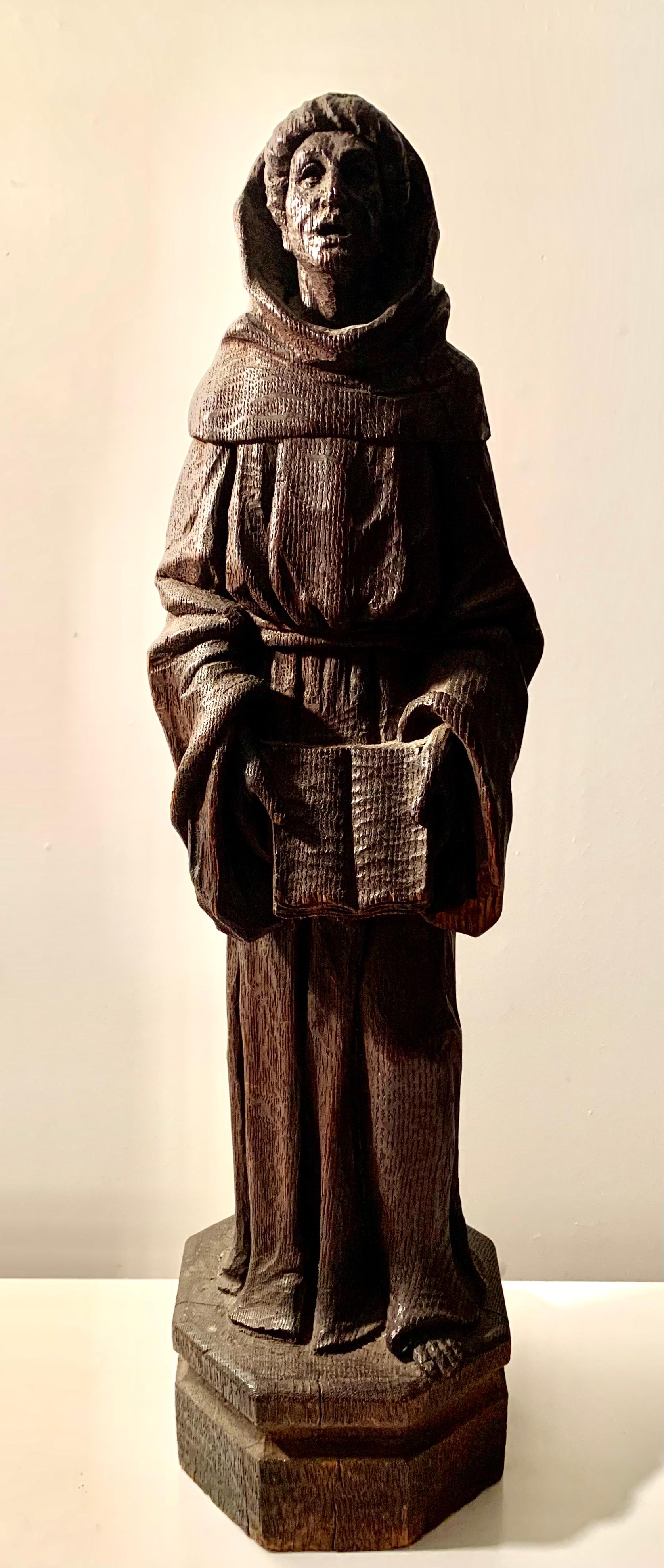 Antique Large Carved Oak Figure of Saint Anthony of Padua, 18th-19th Century For Sale 3