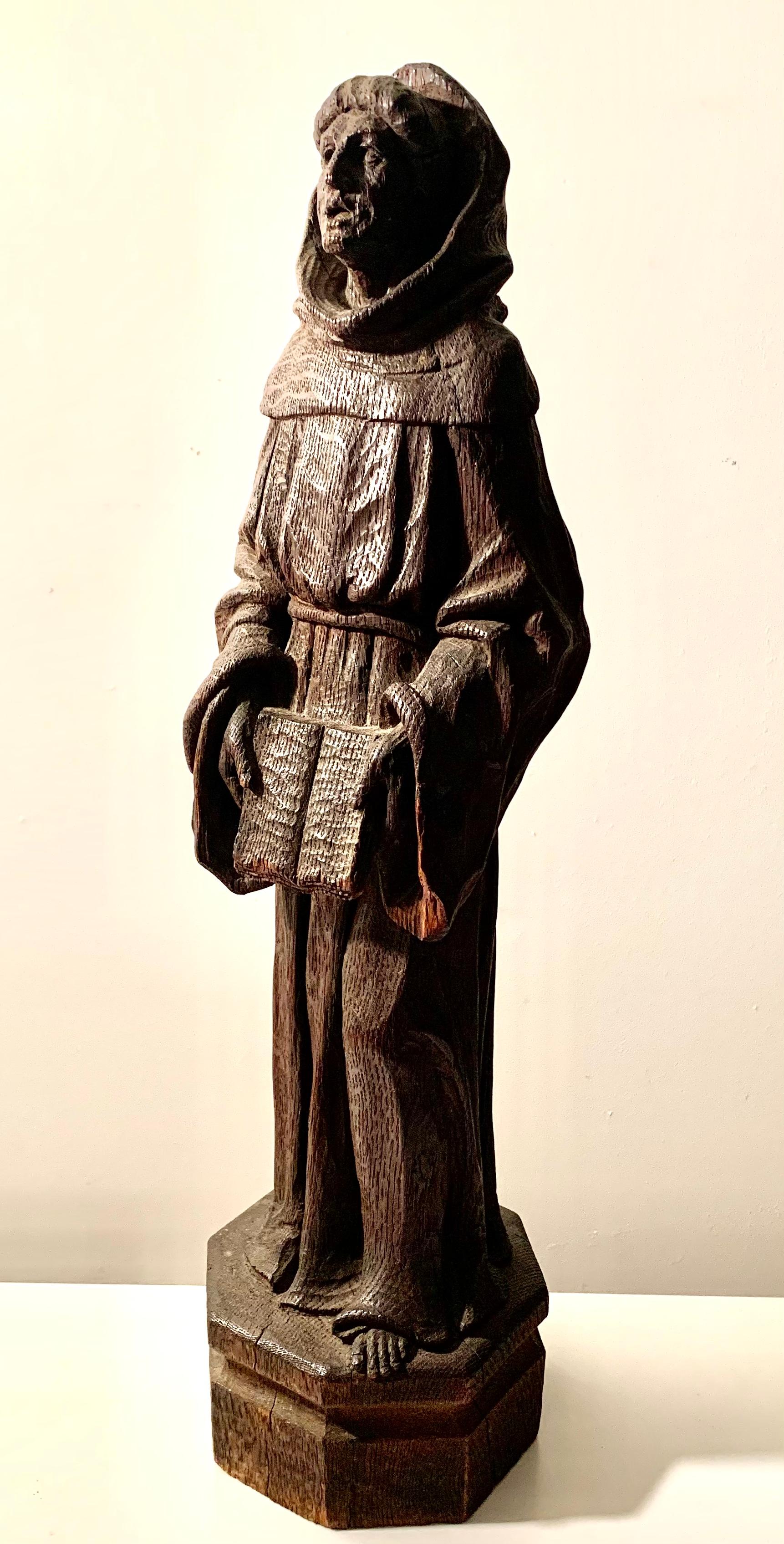 Antique Large Carved Oak Figure of Saint Anthony of Padua, 18th-19th Century For Sale 2