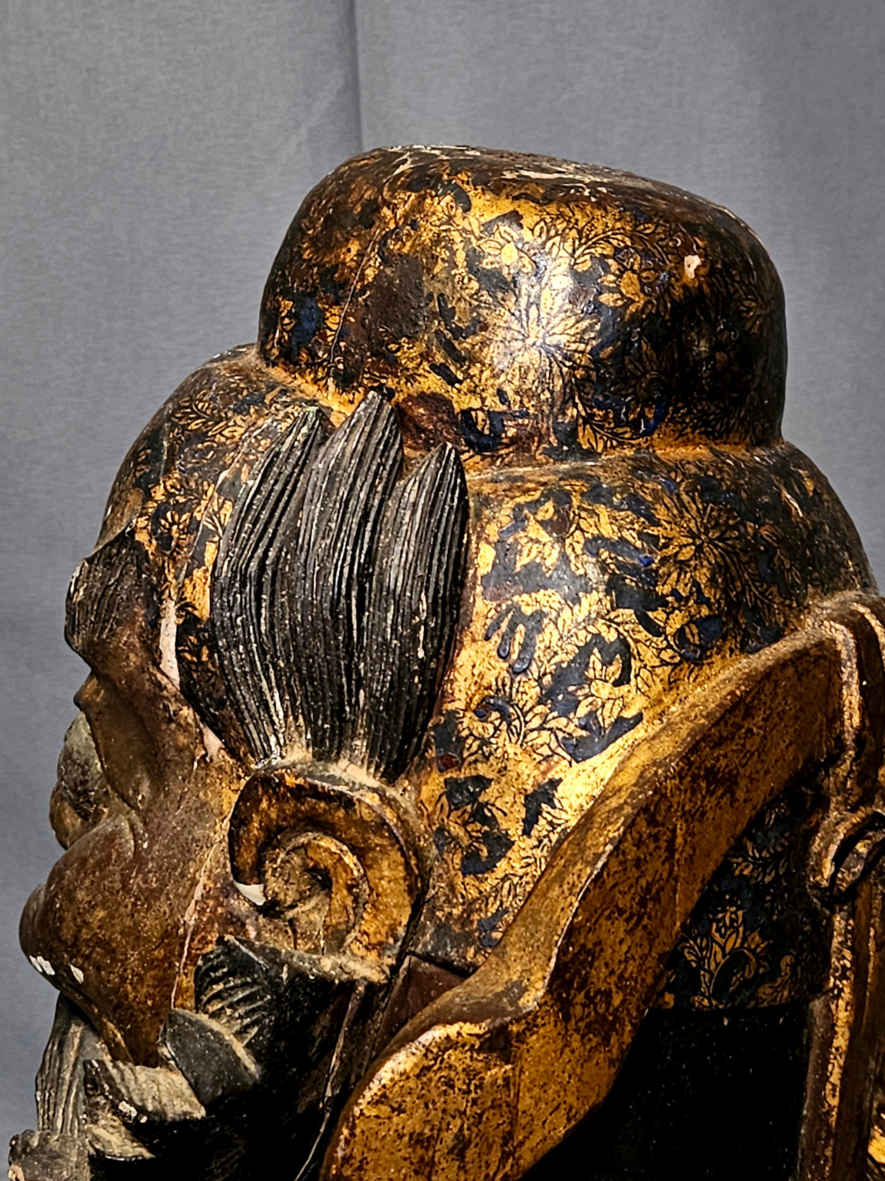Antique Large Carved Wooden Head 