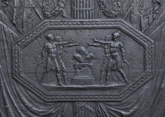 Antique large cast iron fireback inspired by " The Oath of the Horatii by David