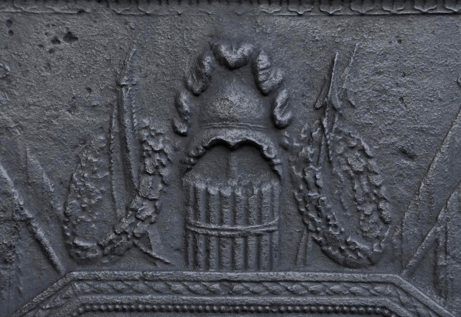 Empire Grande plaque de cheminée ancienne en fonte inspirée de 