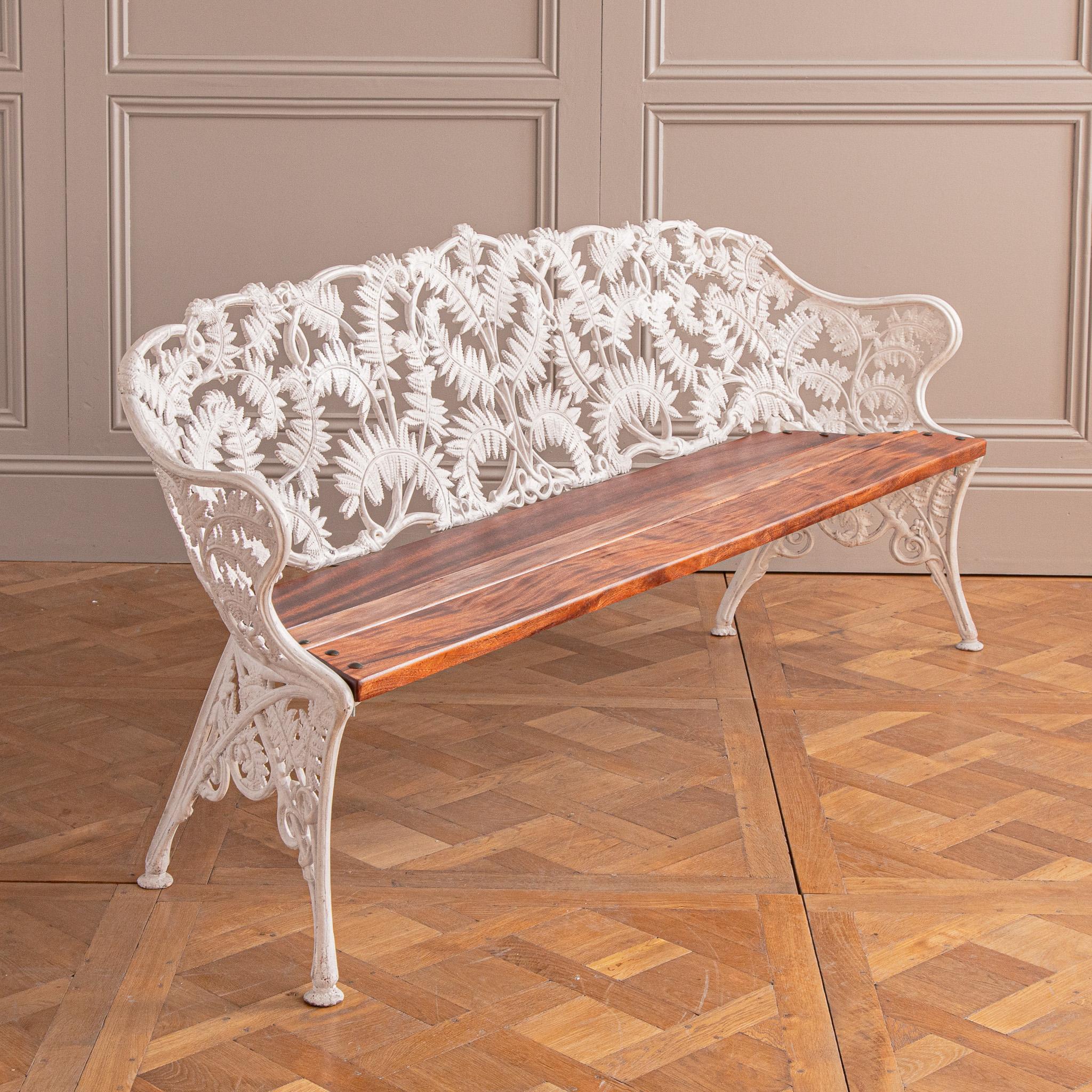 Antique Large Cast Iron Garden Bench With Fern Motifs 2
