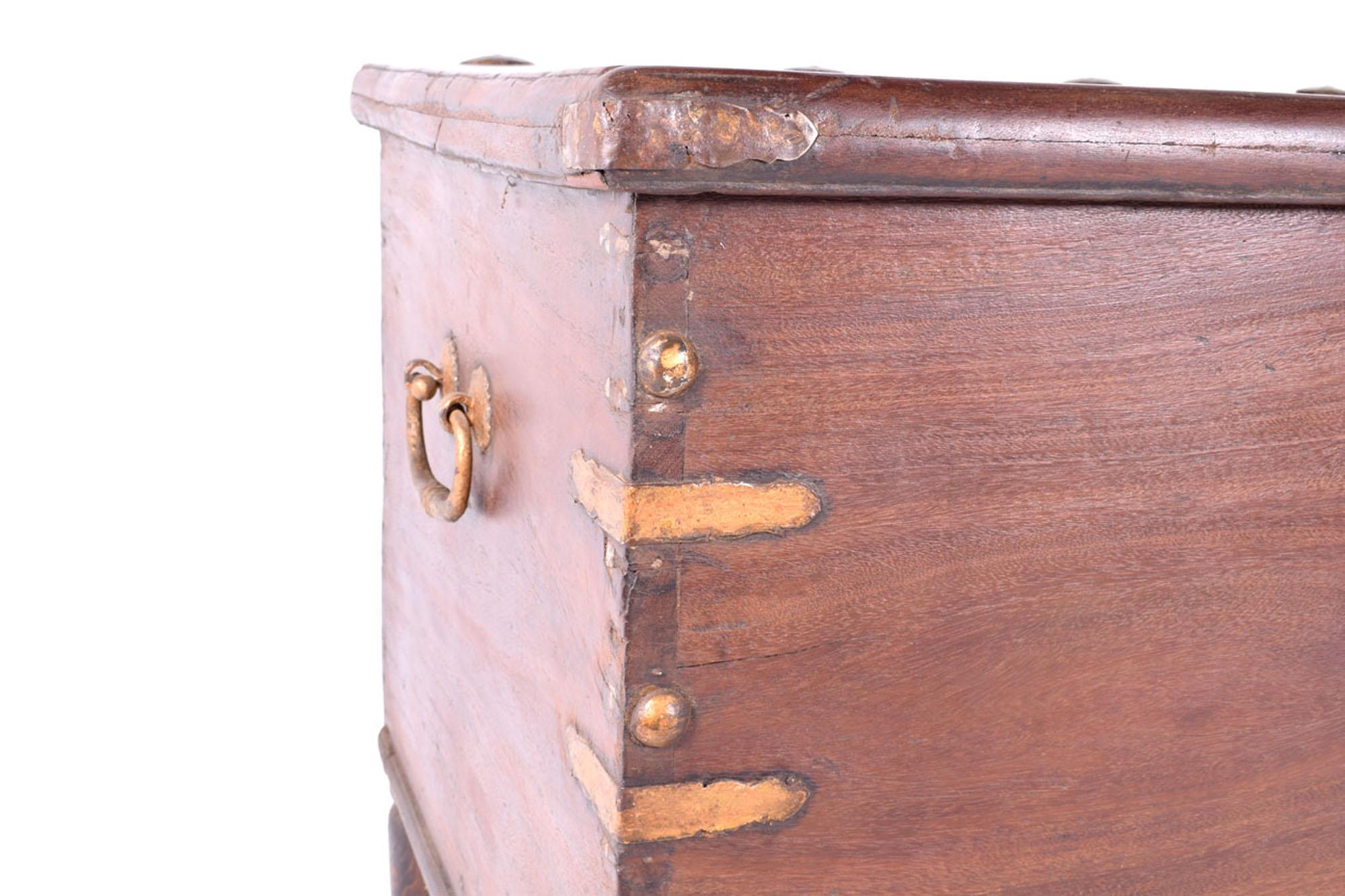 Portuguese Antique Large Chest in Sucupira Wood For Sale