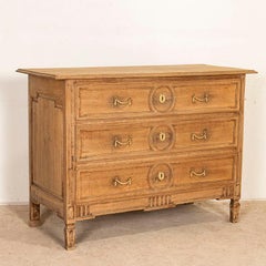 Antique Large Chest of Bleached Oak Drawers from France