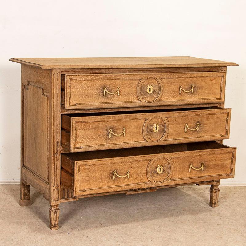 French Antique Large Chest of Bleached Oak Drawers from France