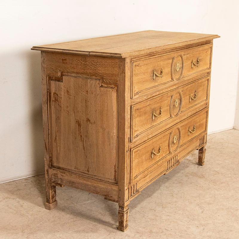 Wood Antique Large Chest of Bleached Oak Drawers from France