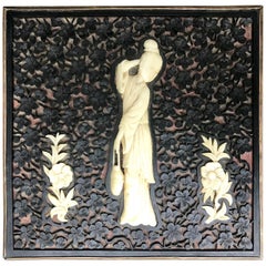 Ancienne boîte de récipient chinoise Art Déco en métal et Cinnabar, vers 1920