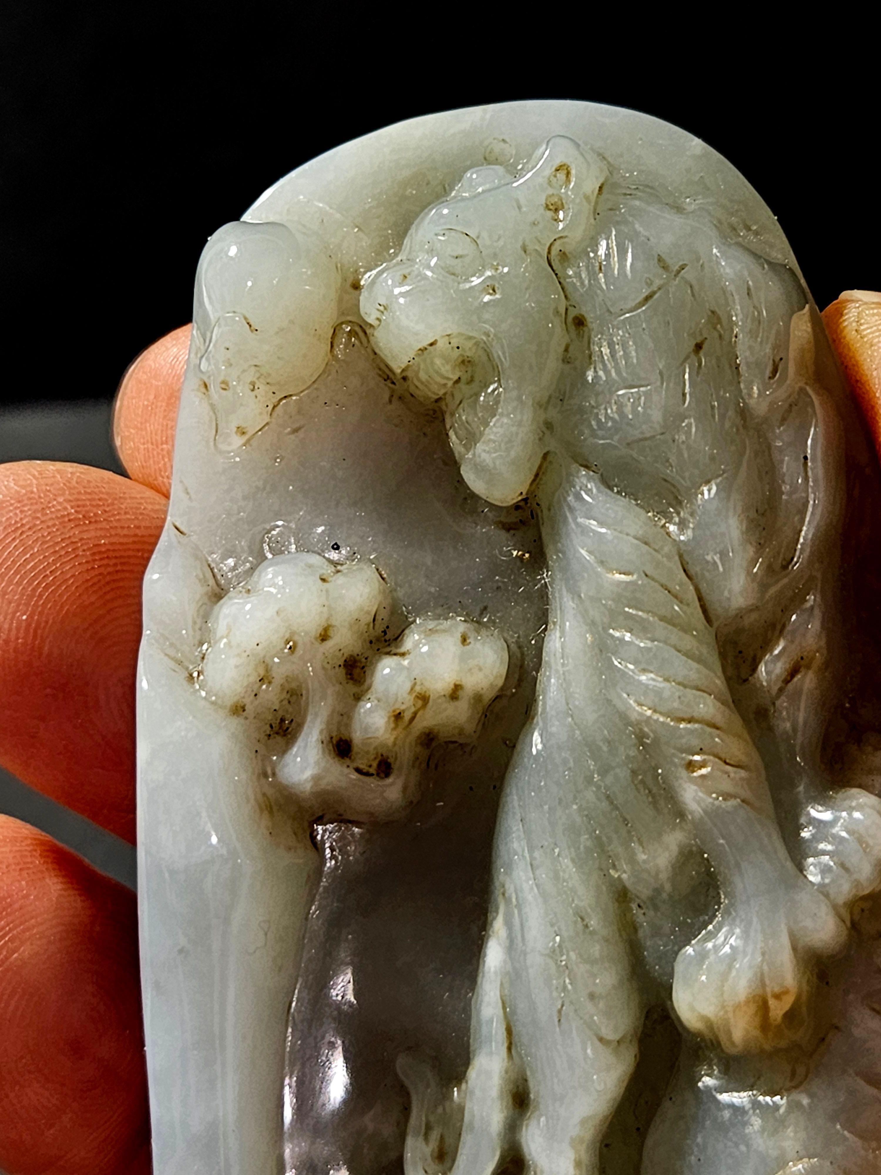 Antike große chinesische geschnitzt Myanmar natürlichen Jadeit Anhänger 