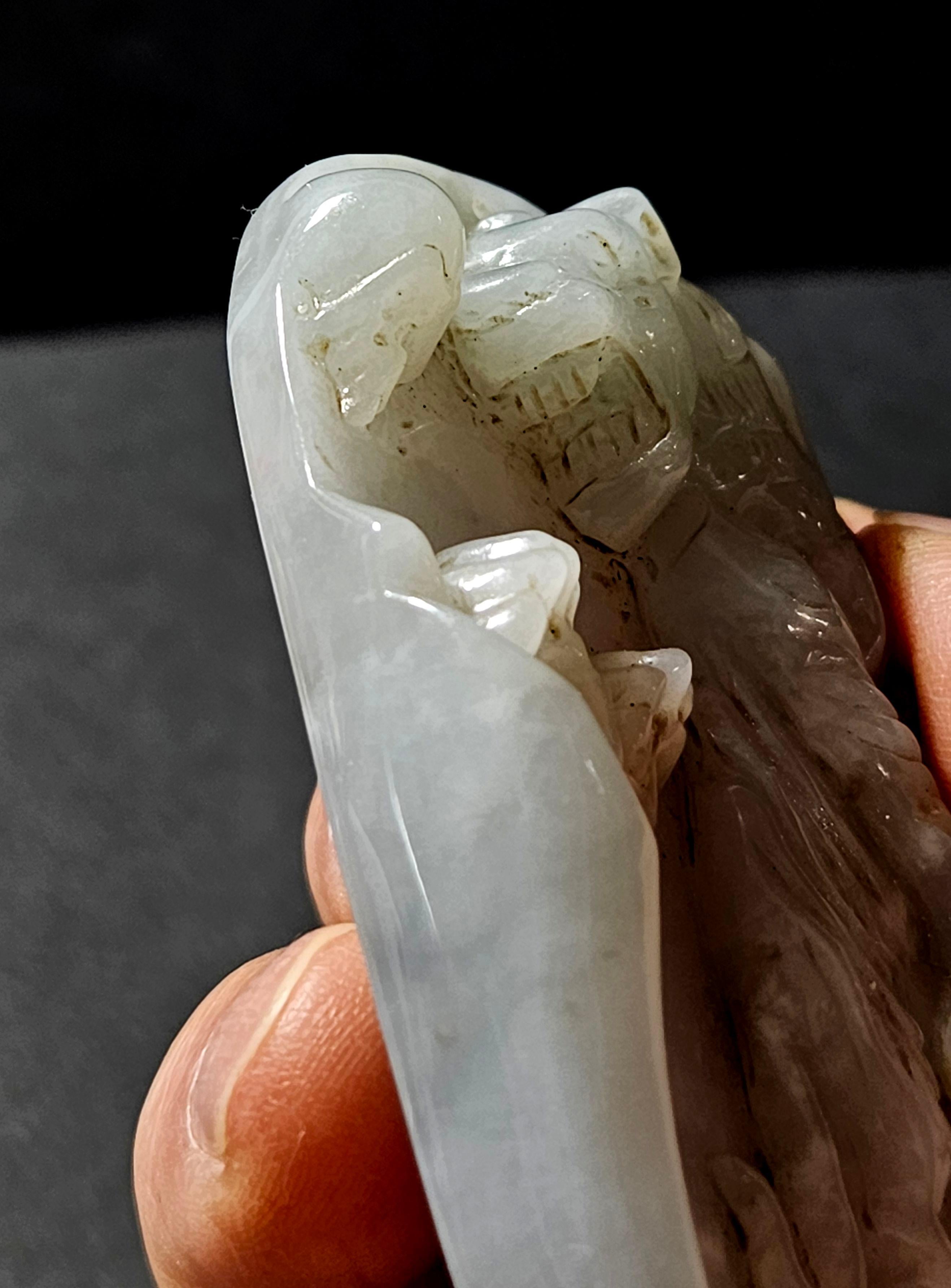 Antike große chinesische geschnitzt Myanmar natürlichen Jadeit Anhänger 