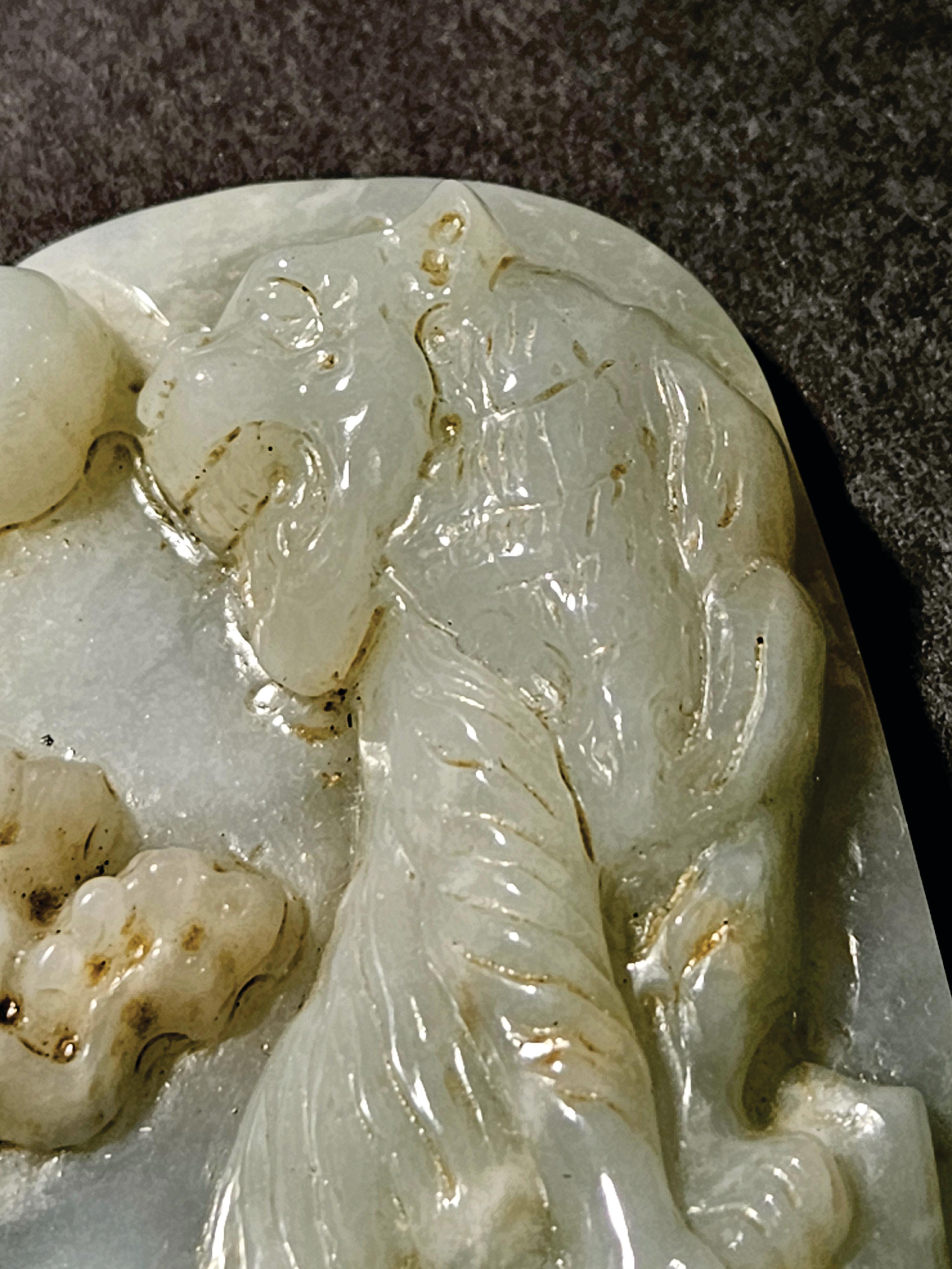 Antike große chinesische geschnitzt Myanmar natürlichen Jadeit Anhänger 