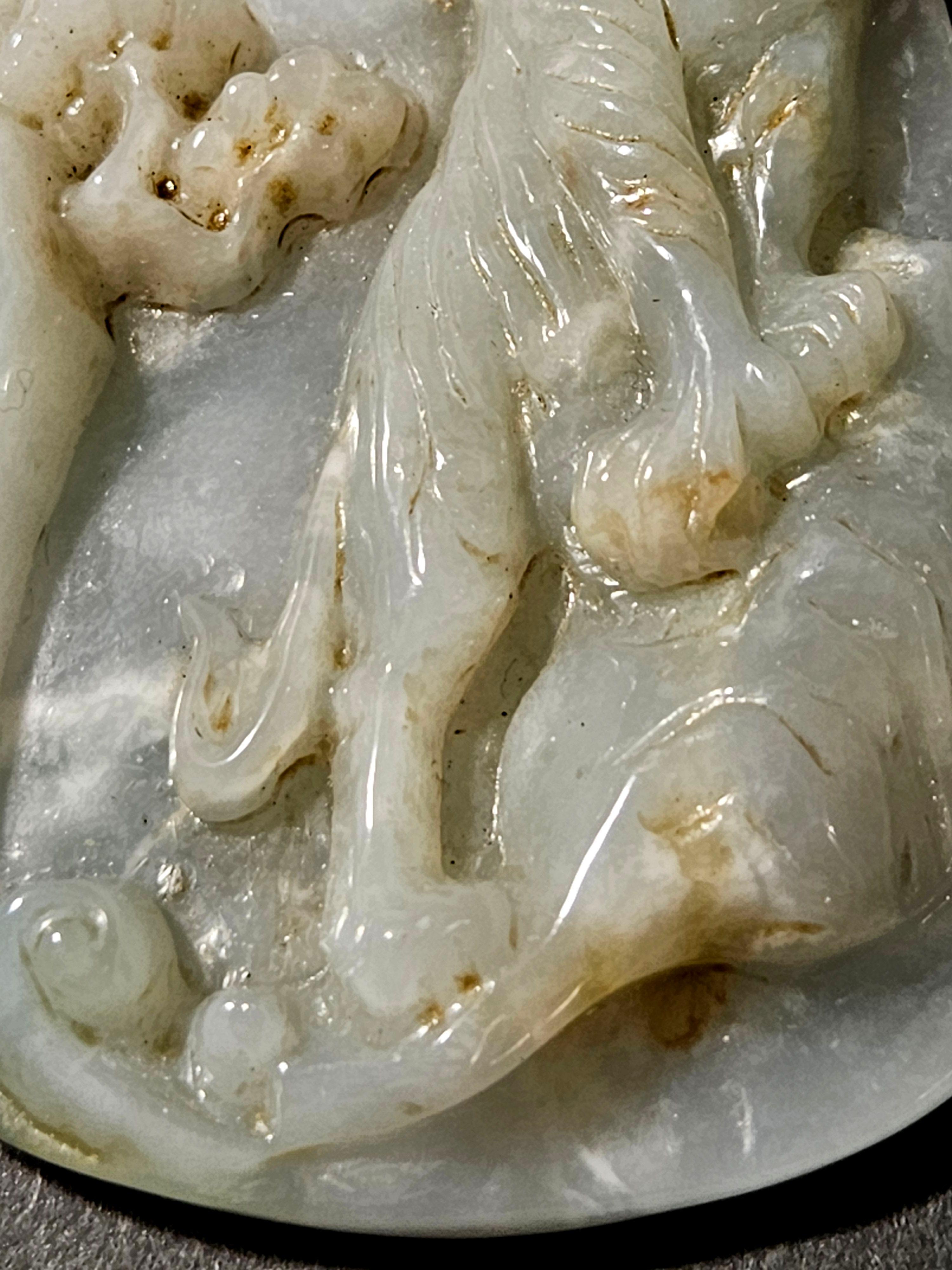 Antike große chinesische geschnitzt Myanmar natürlichen Jadeit Anhänger 