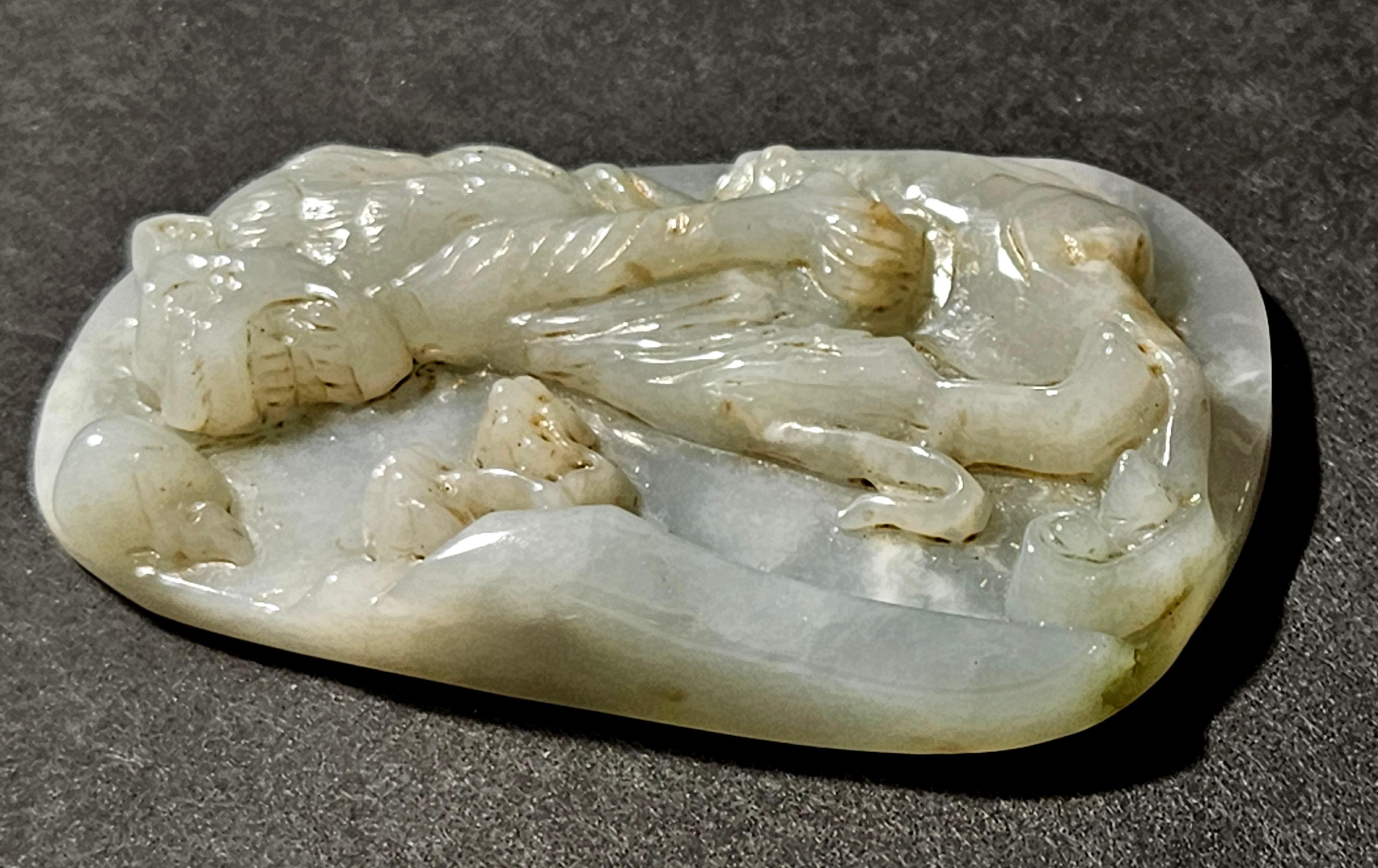 Antike große chinesische geschnitzt Myanmar natürlichen Jadeit Anhänger 