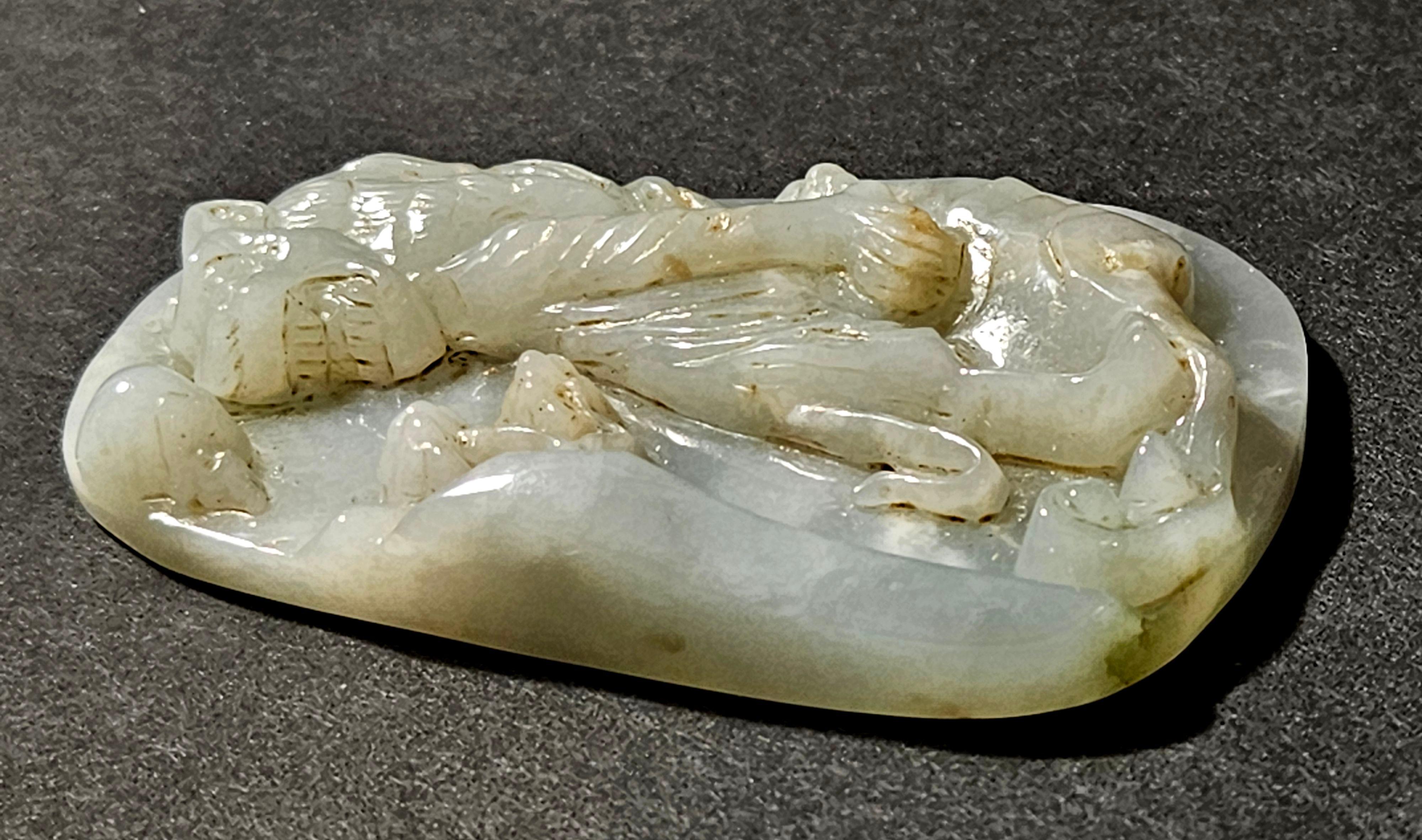 Antike große chinesische geschnitzt Myanmar natürlichen Jadeit Anhänger 