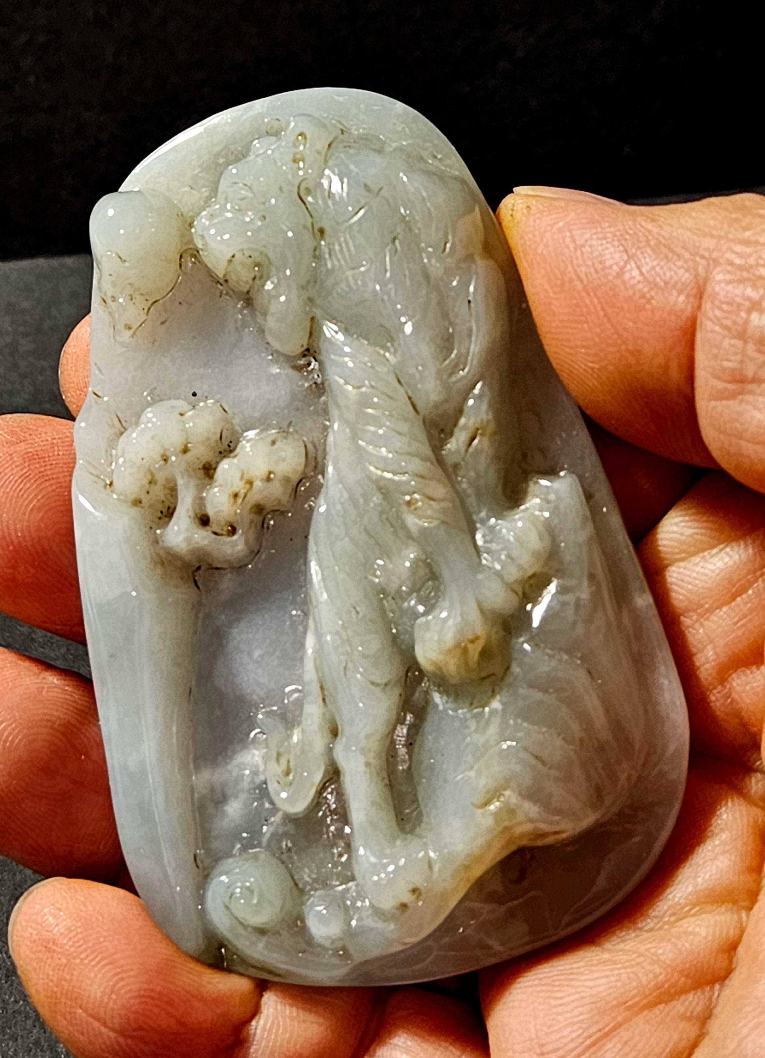 Antike große chinesische geschnitzt Myanmar natürlichen Jadeit Anhänger 