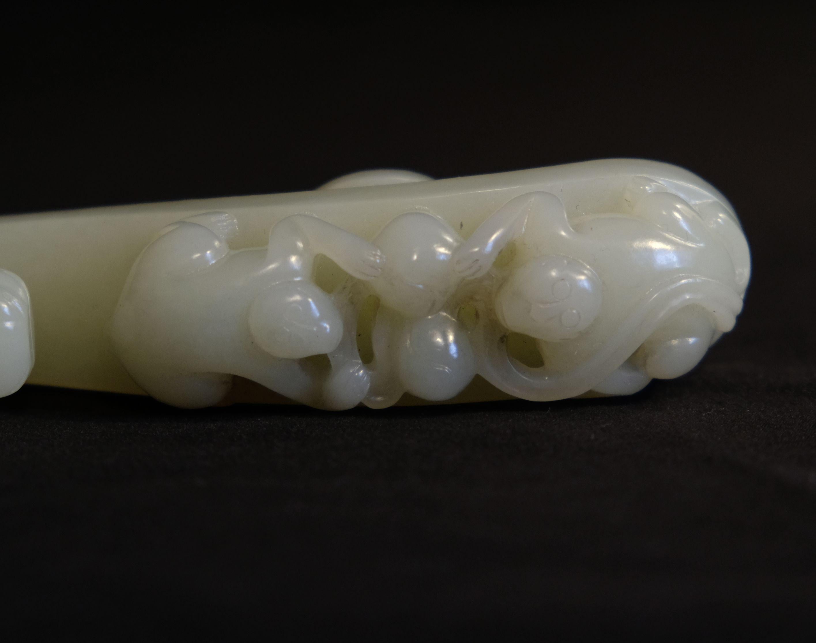 Other Antique Large Chinese Hetian white Celadon Jade Buckle, Qing Dynasty For Sale