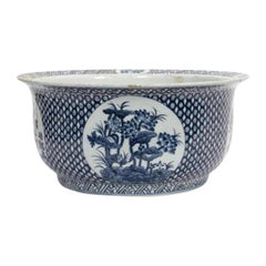 Antique Large Chinese Export Blue 
White Porcelain Jardiniere or Centerpiece