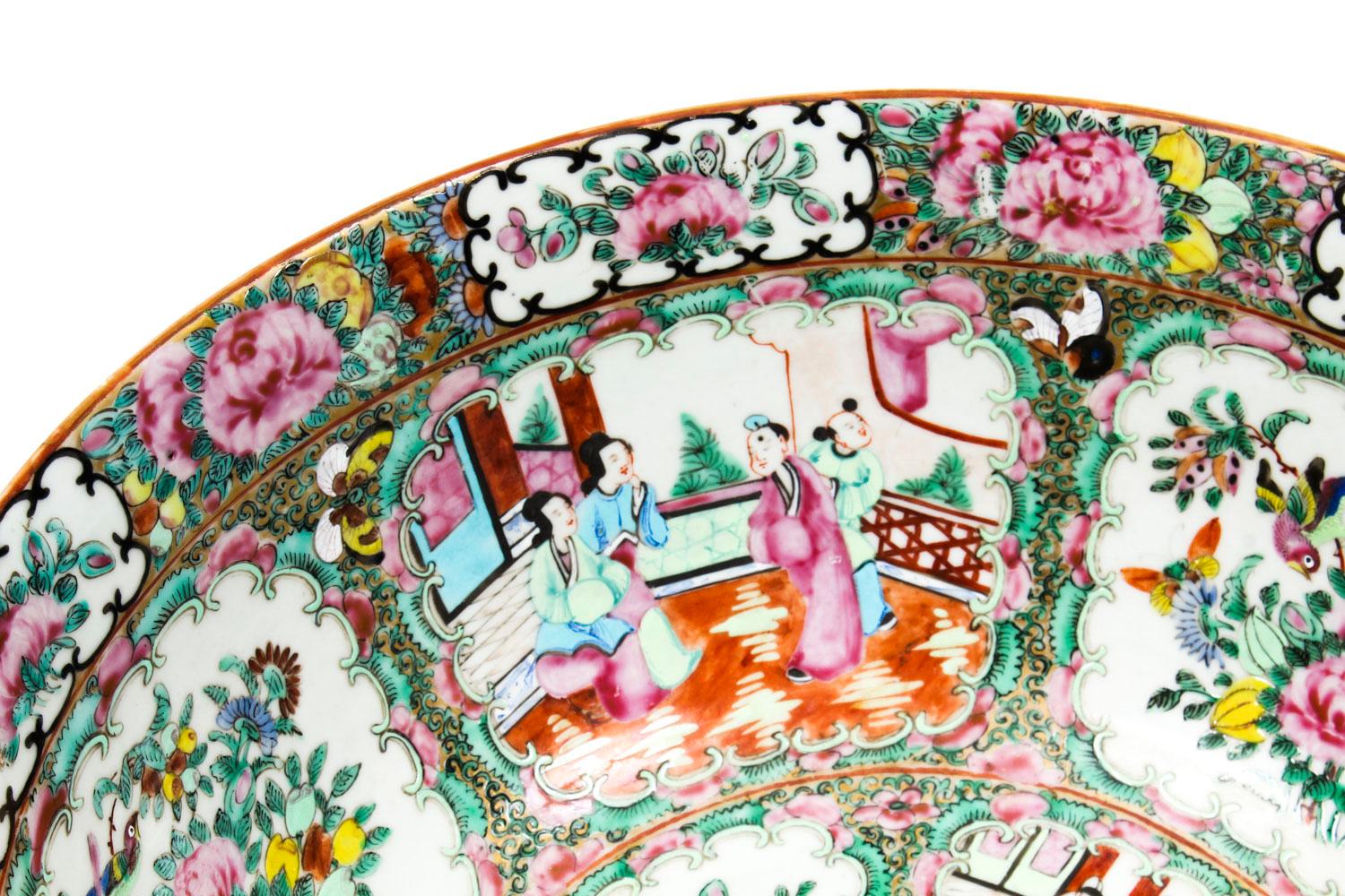 Antike große chinesische Export Canton-Famille Rose Schale:: 19 5