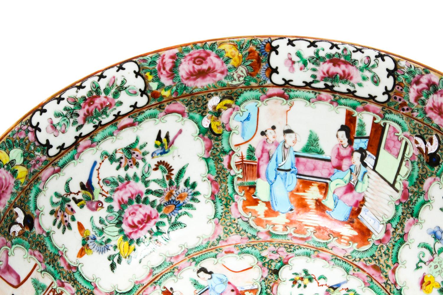 Antike große chinesische Export Canton-Famille Rose Schale:: 19 6