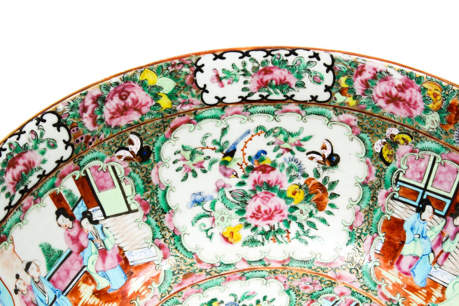 Antike große chinesische Export Canton-Famille Rose Schale:: 19 7